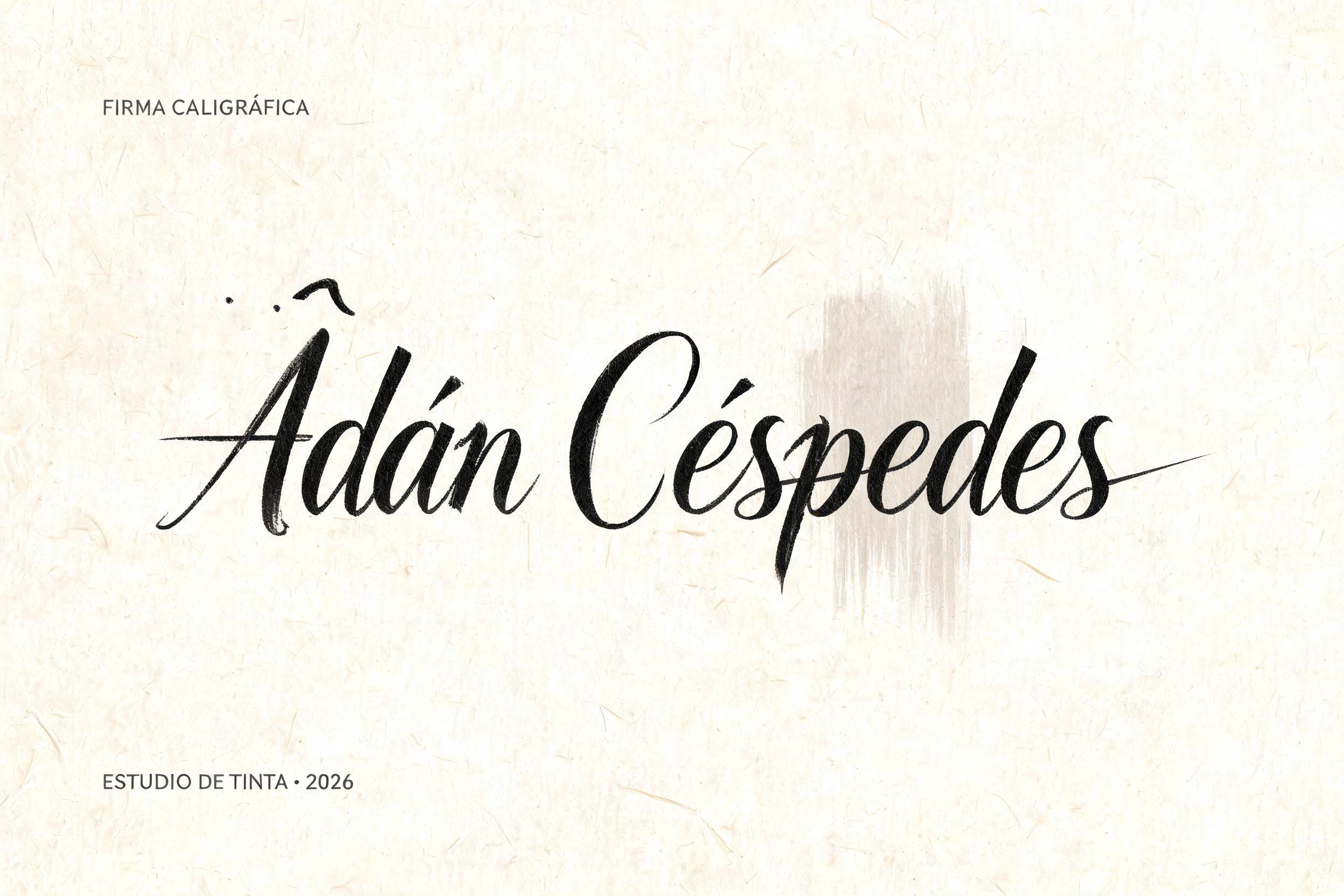 "Adán Céspedes
FIRMA CALIGRÁFICA
ESTUDIO DE TINTA · 2026" — Brush Japanese Ink | AI Text Effect Generator