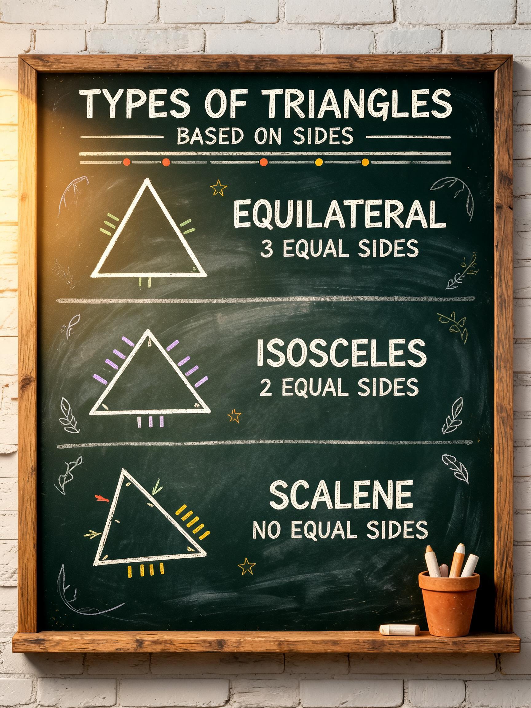"Types of triangle based on sides" — Chalk | AI Text Effect Generator