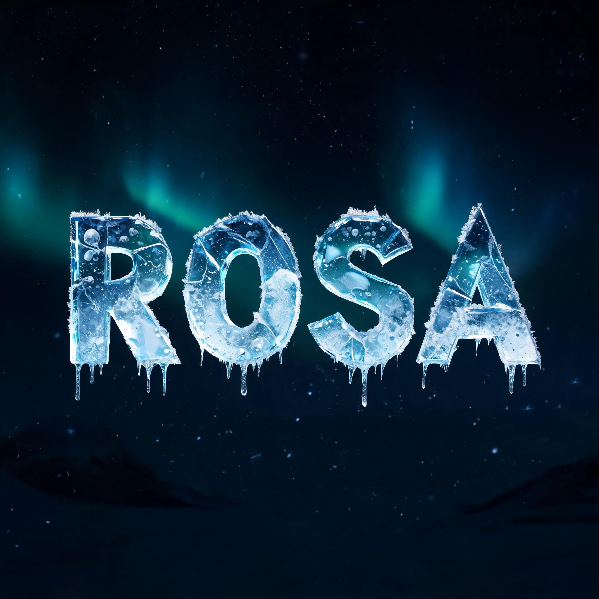 "Rosa" — Glass Frozen | AI Text Effect Generator