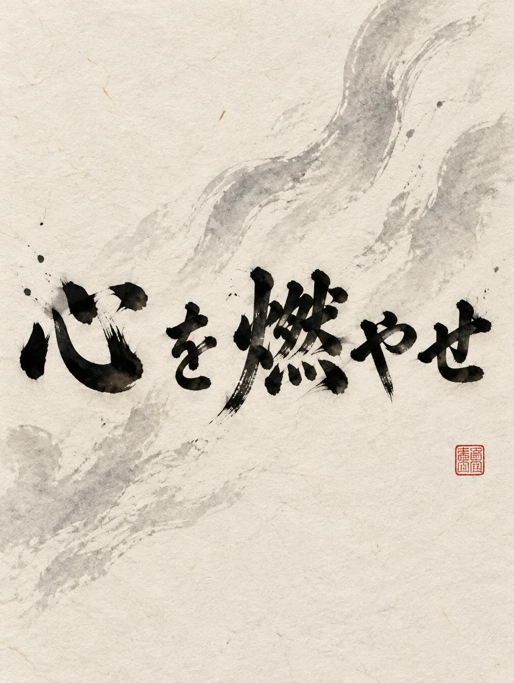 "心 を燃やせ" — Brush Japanese Ink | AI Text Effect Generator