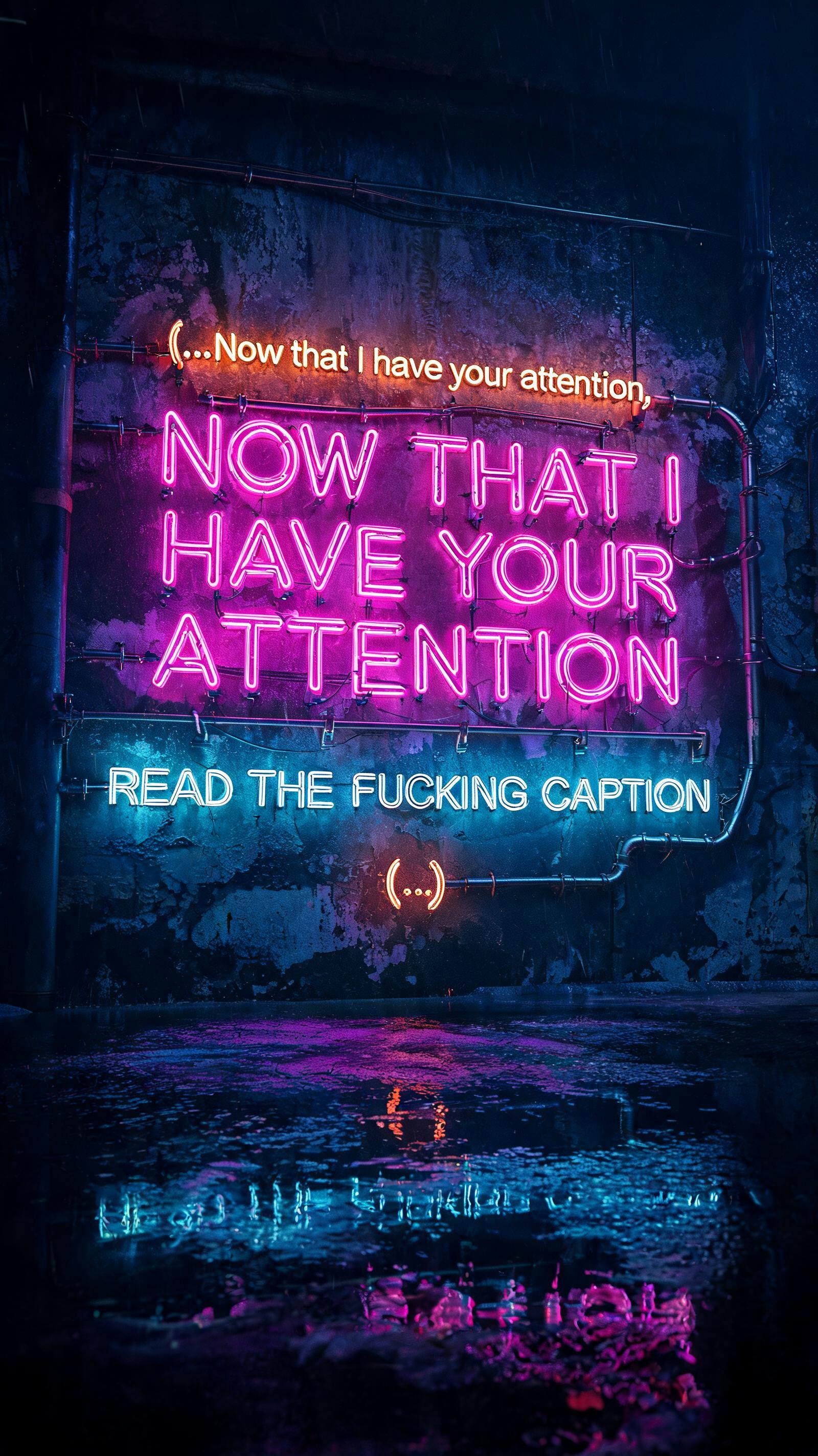"(...Now that I have your attention,
Read the fucking caption...)" — Neon Glow text effect