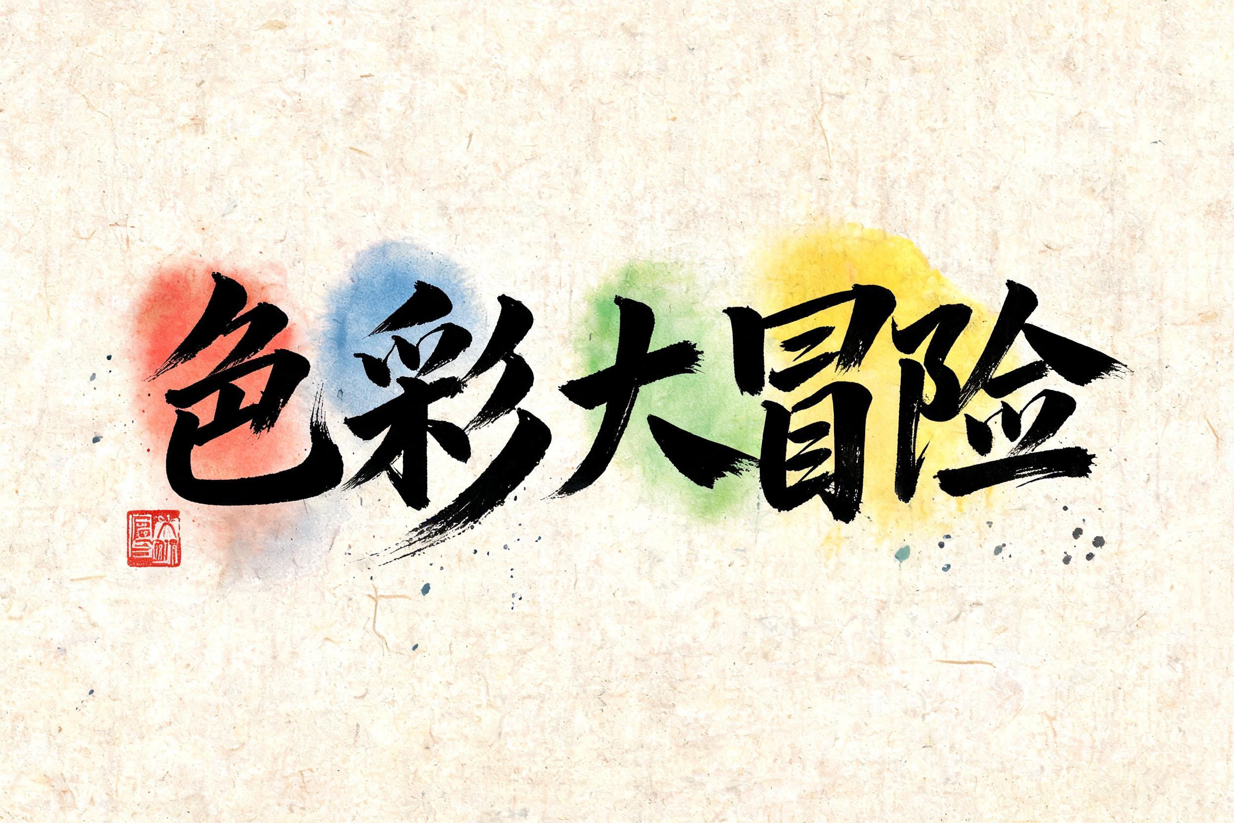 "色彩大冒险" — Brush Chinese Ink | AI Text Effect Generator