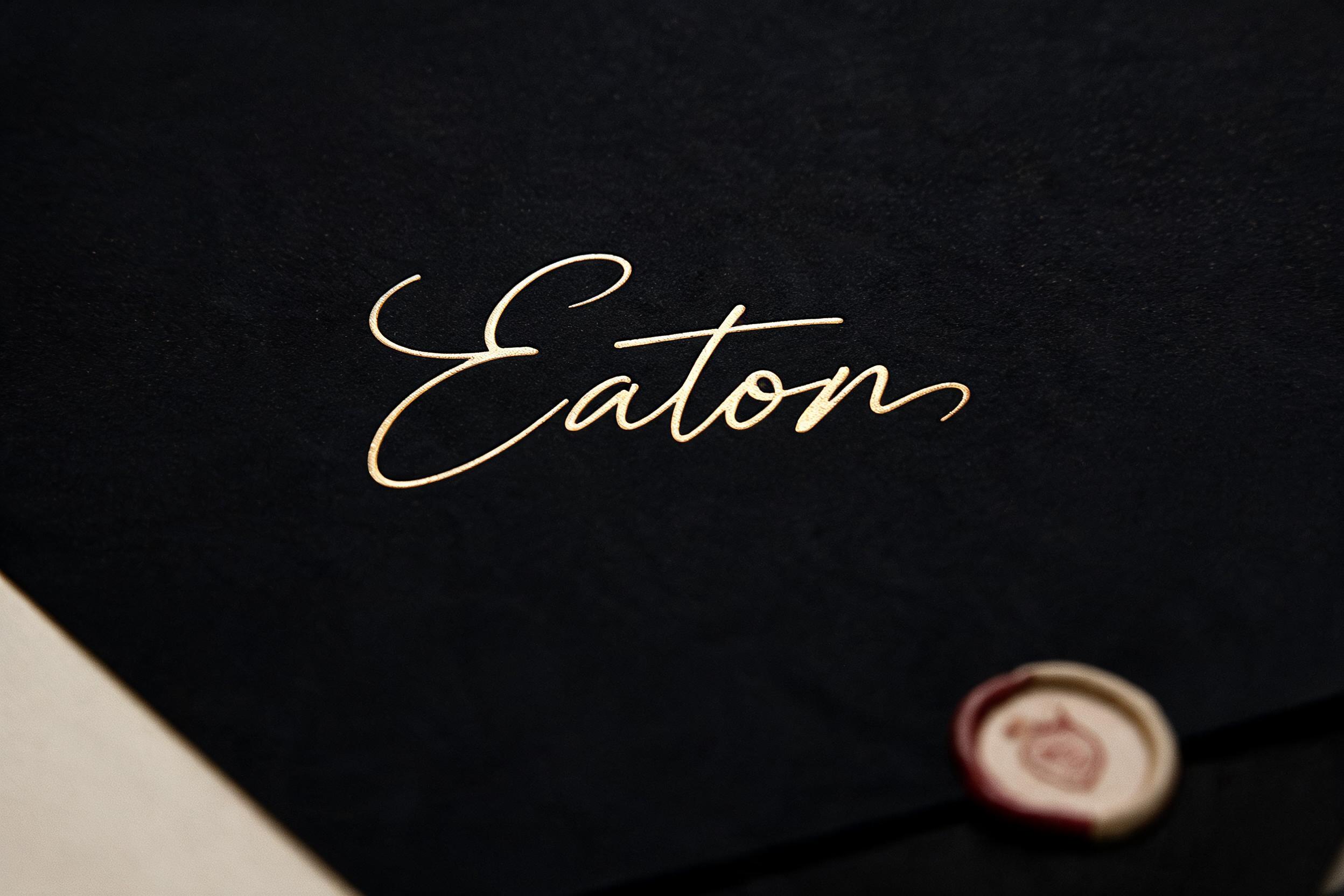 "Eaton" — Elegant Script text effect