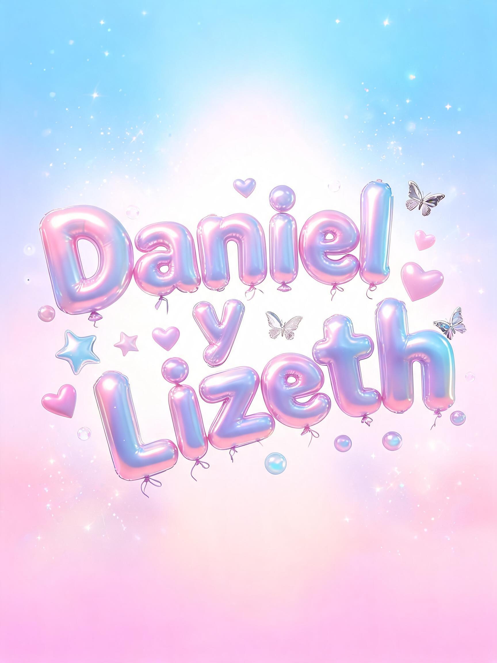 "Daniel y Lizeth" — Y2k Bubbly | AI Text Effect Generator