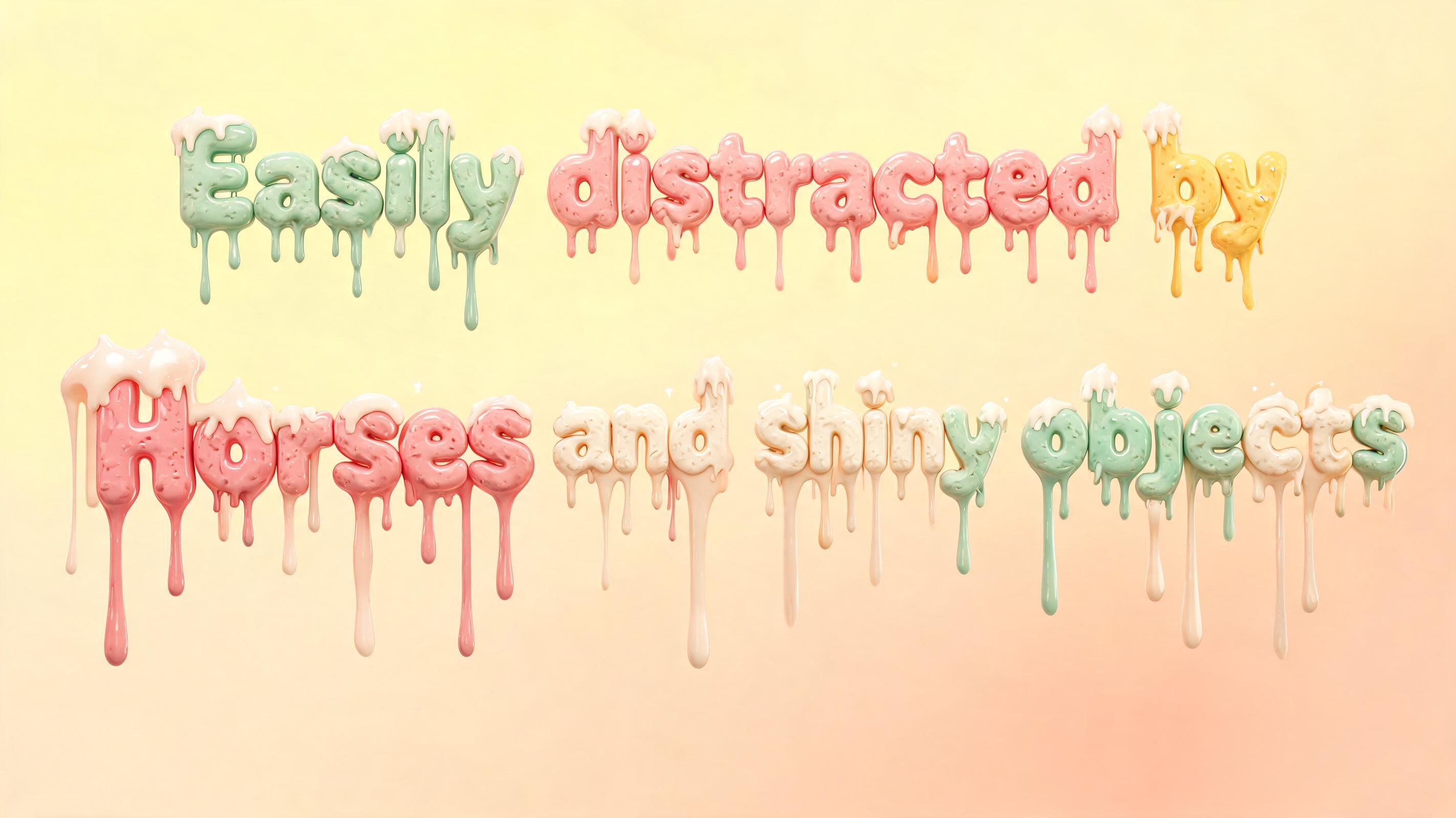 "Easily distracted by Horses and shiny objects
" — Drip Font Ice | AI Text Effect Generator