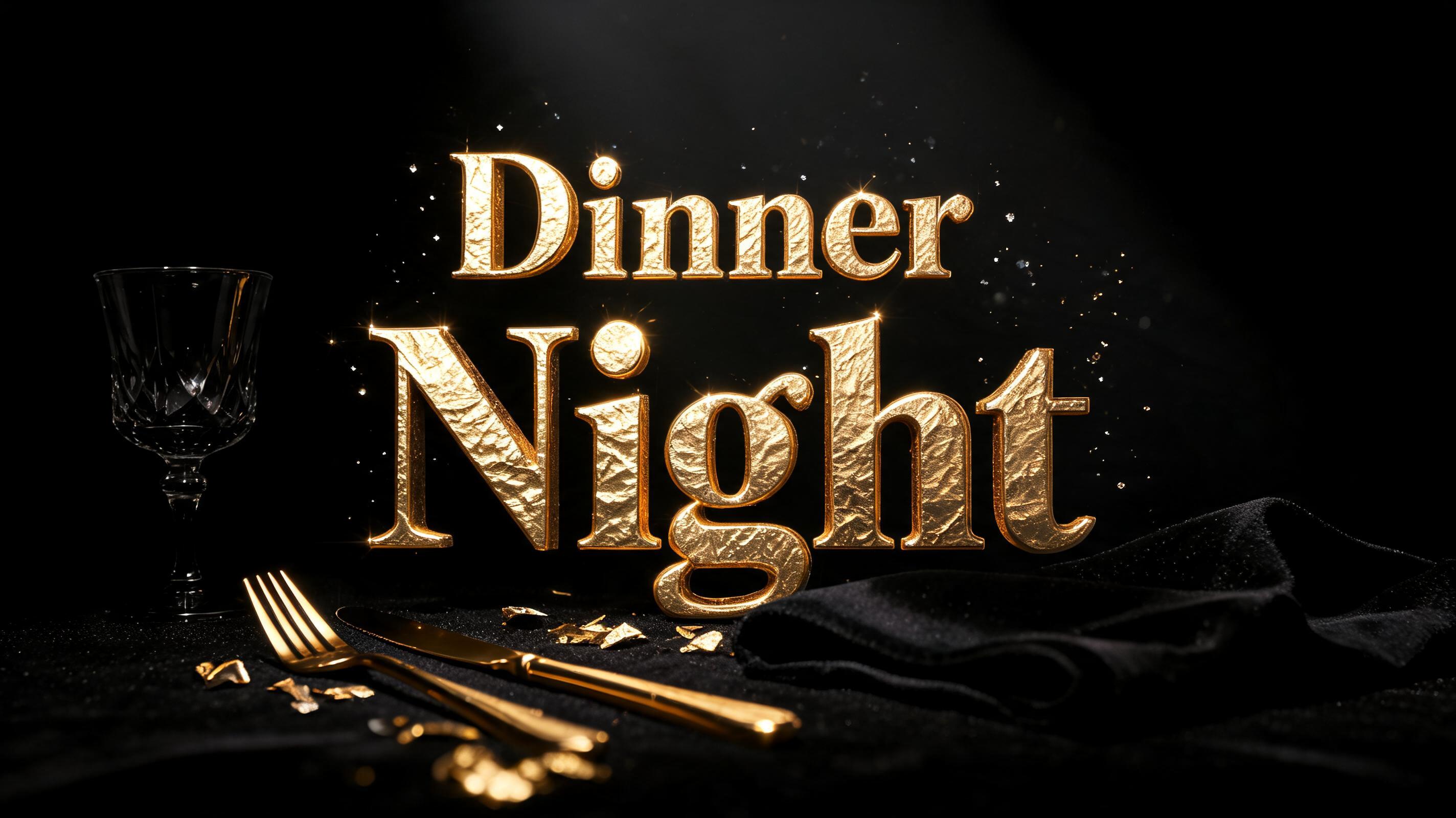 "Dinner
Night" — Luxury Gold | AI Text Effect Generator