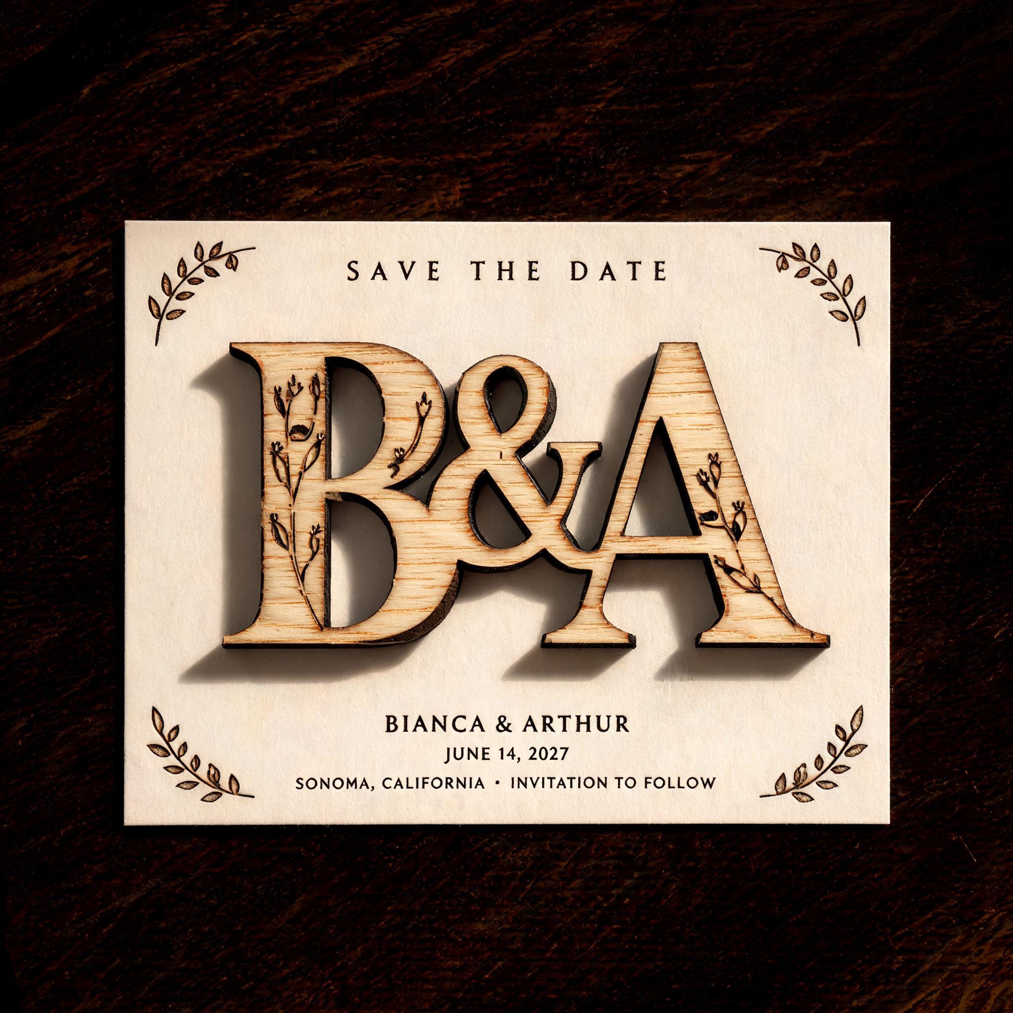 "B&A" — Laser Cut | AI Text Effect Generator