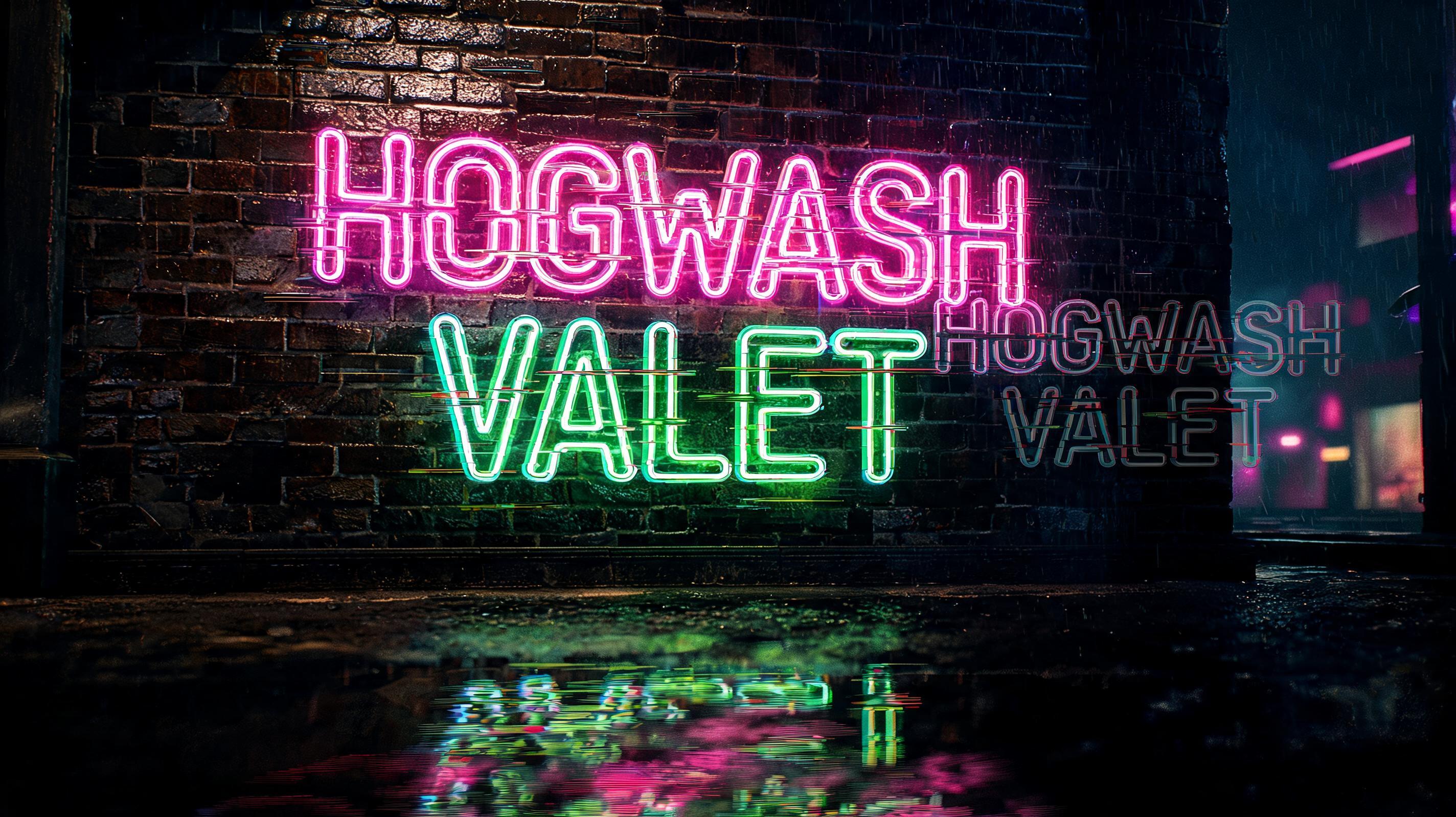 "HOGWASH VALET" — Cyberpunk Neon Glitch | AI Text Effect Generator