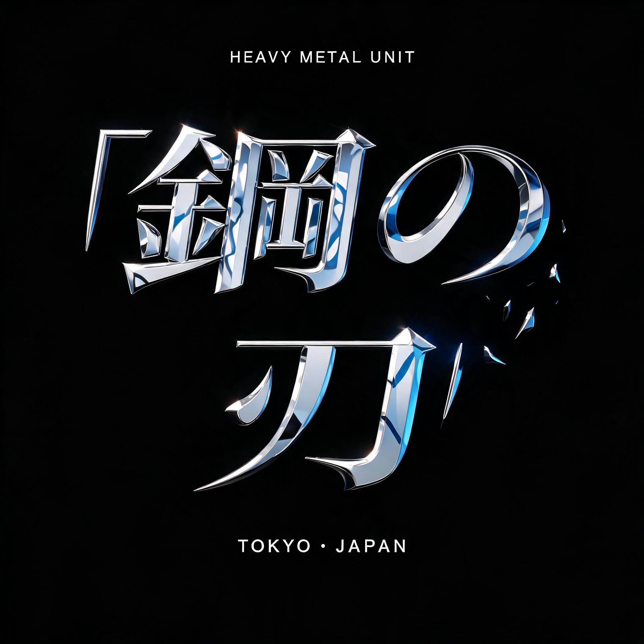 "鋼の刃
HEAVY METAL UNIT
TOKYO • JAPAN" — Chrome Metal 3d | AI Text Effect Generator