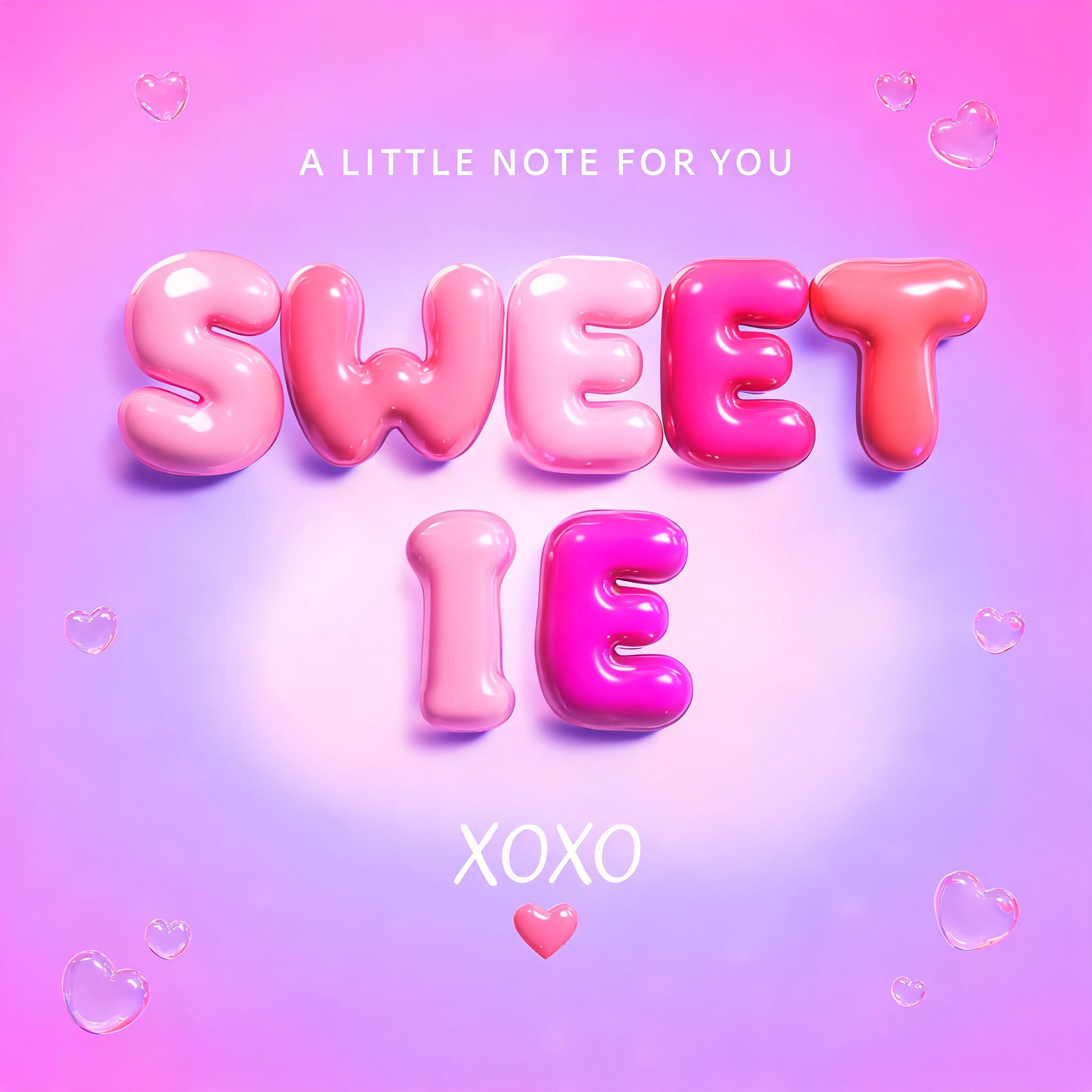 "SWEETIE
A LITTLE NOTE FOR YOU
XOXO" — 3d Bold Inflated text effect