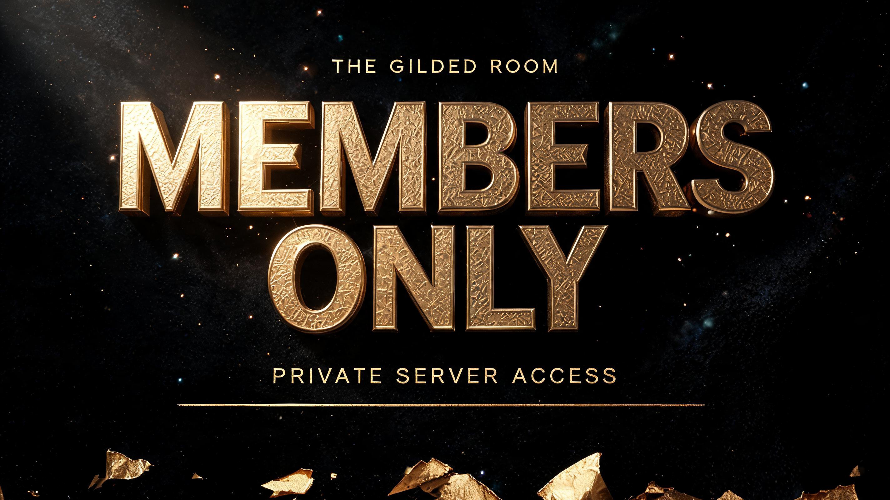 "MEMBERS ONLY
THE GILDED ROOM
PRIVATE SERVER ACCESS" — Luxury Gold | AI Text Effect Generator