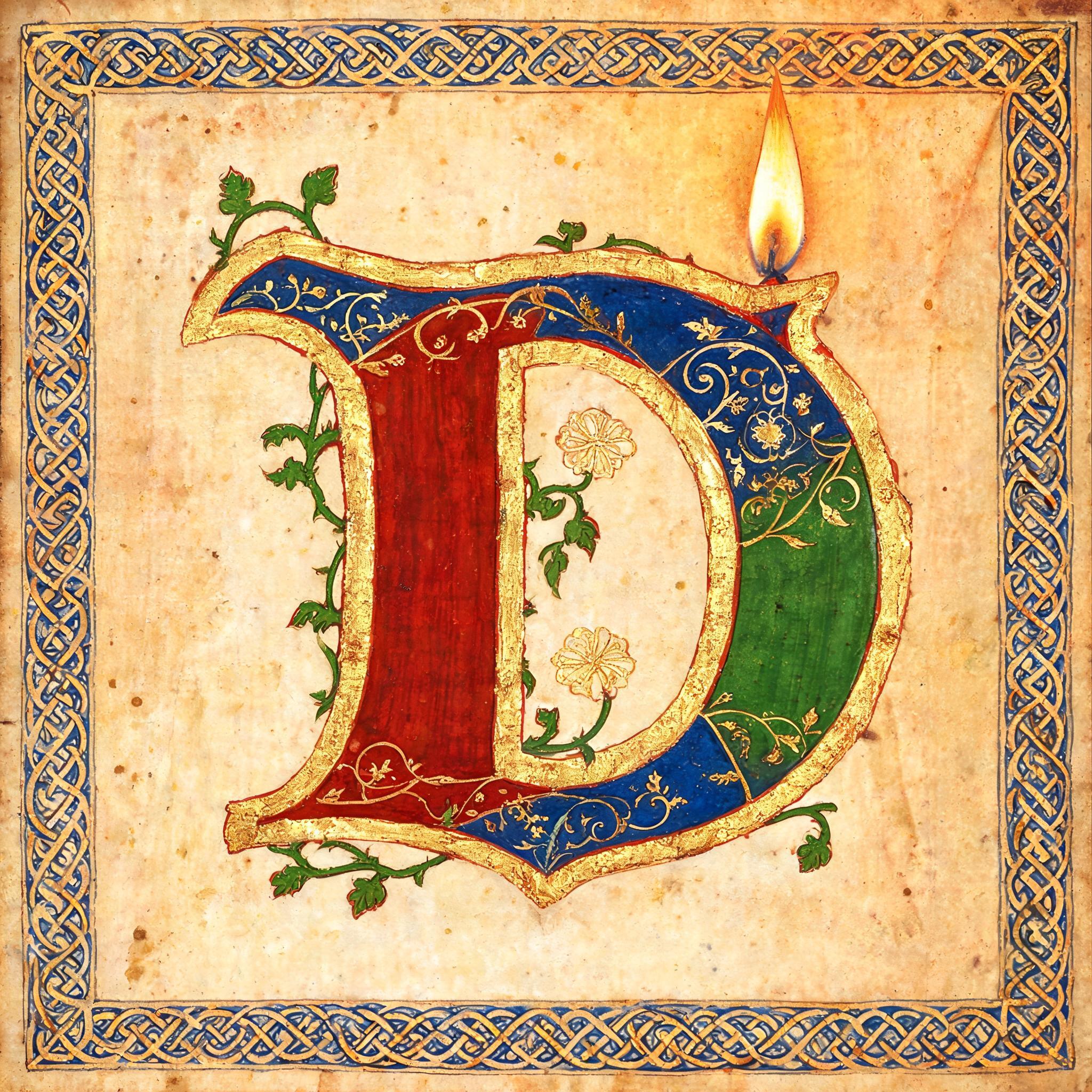 "D" — Medieval | AI Text Effect Generator