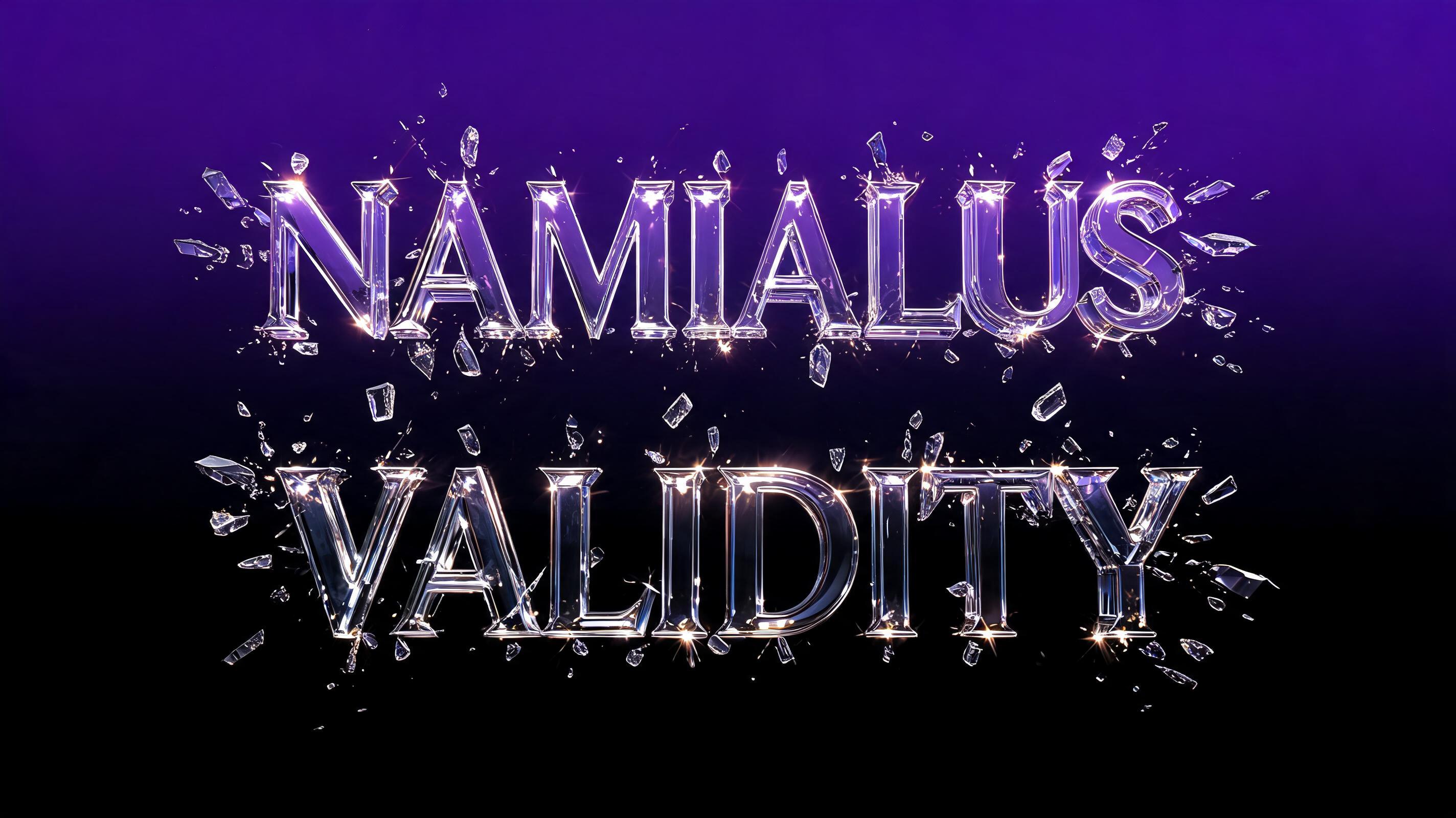 "NAMIALUS 
VALIDITY" — Glass | AI Text Effect Generator