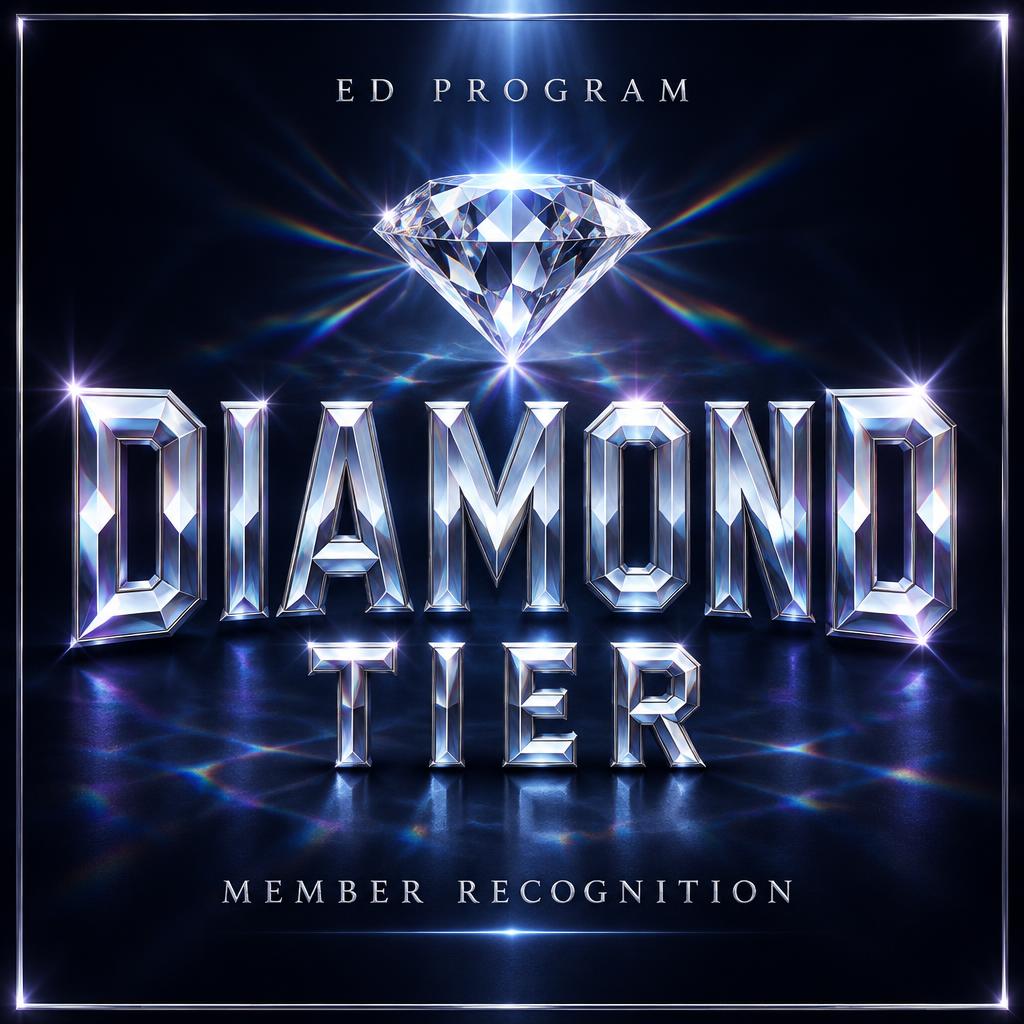 "DIAMOND
TIER
ED PROGRAM
MEMBER RECOGNITION" — Glass Crystal | AI Text Effect Generator