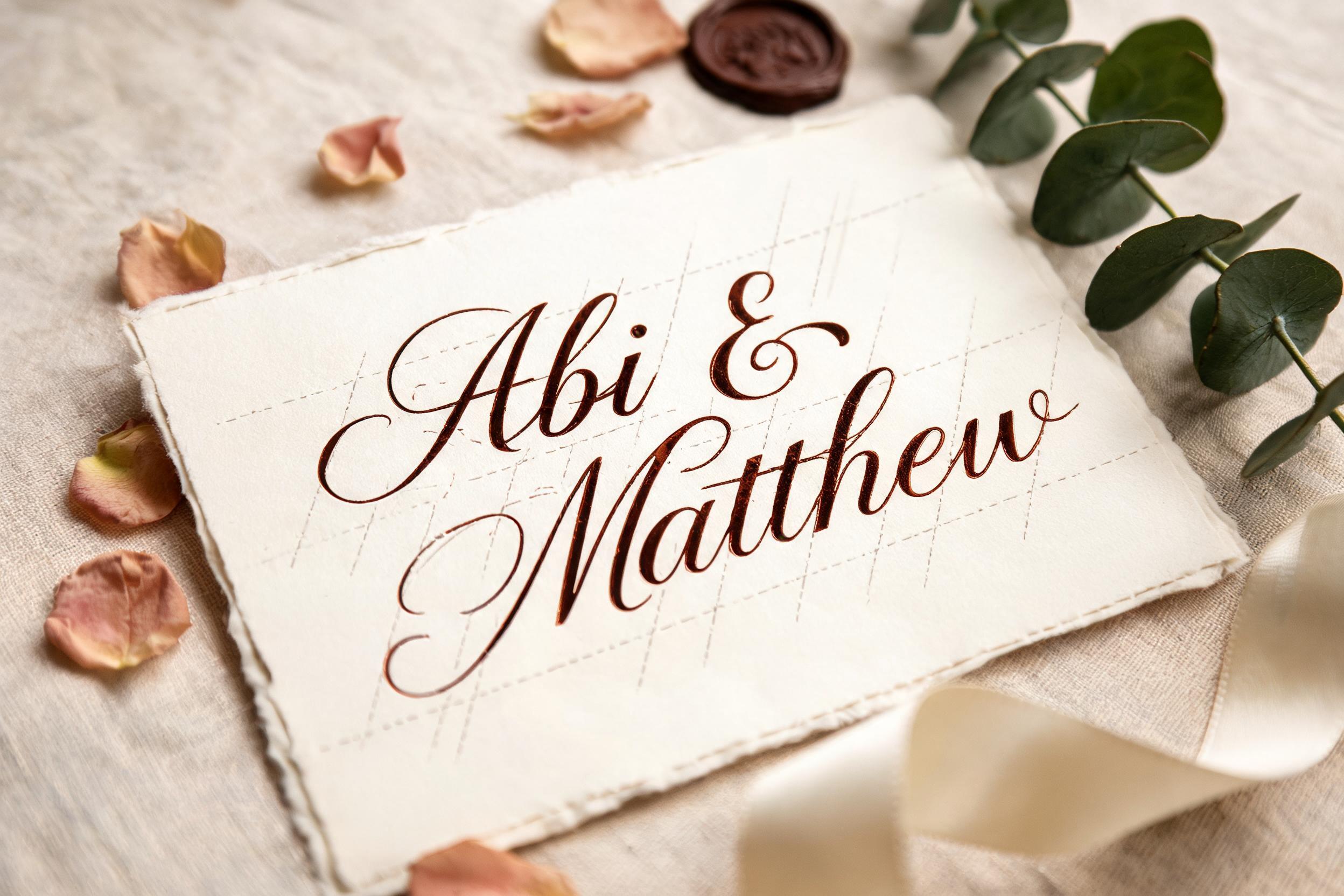"Abi & Matthew" — Cursive Calligraphy text effect