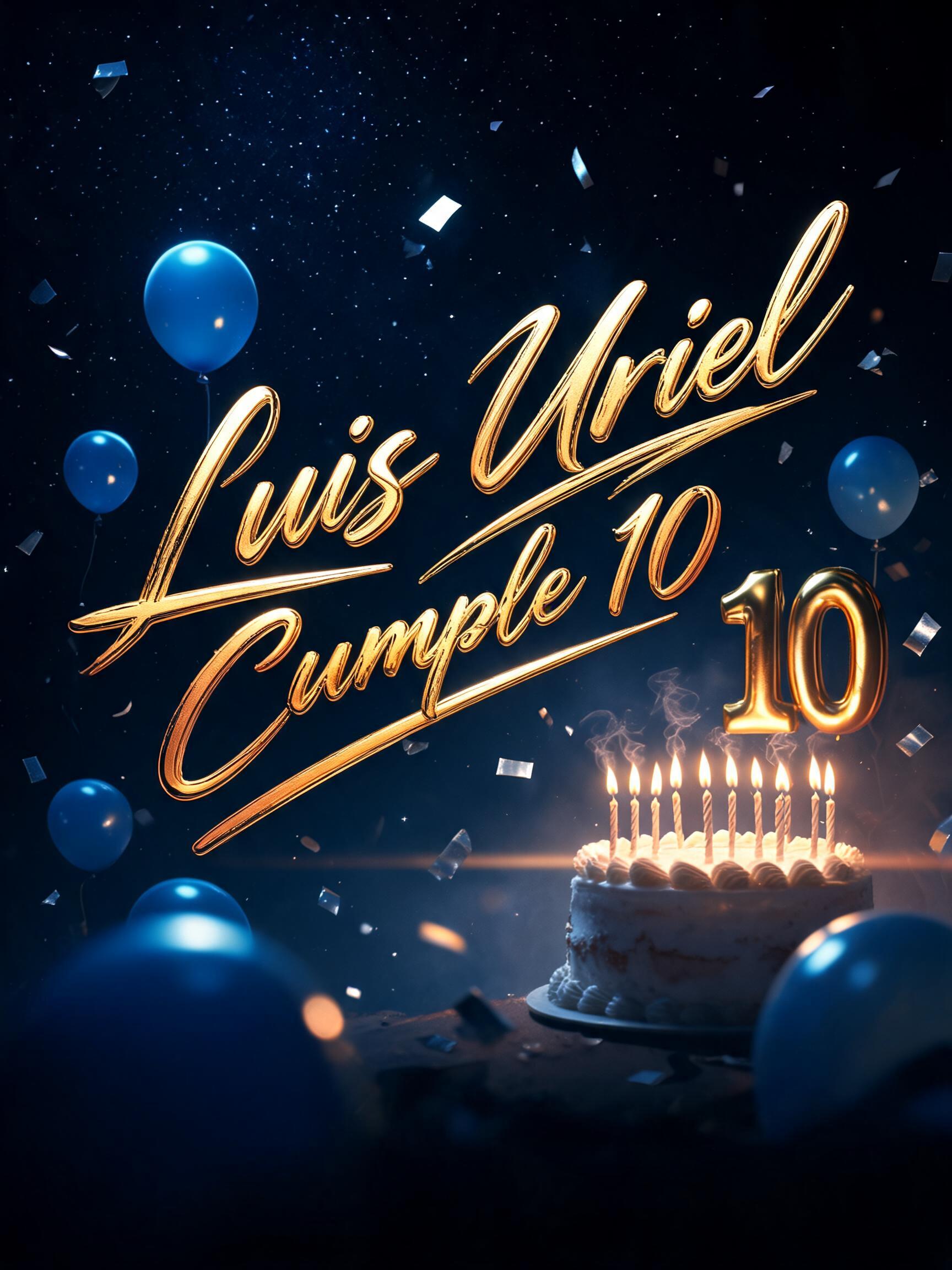 "Luis Uriel 
Cumple 10" — Cinematic | AI Text Effect Generator