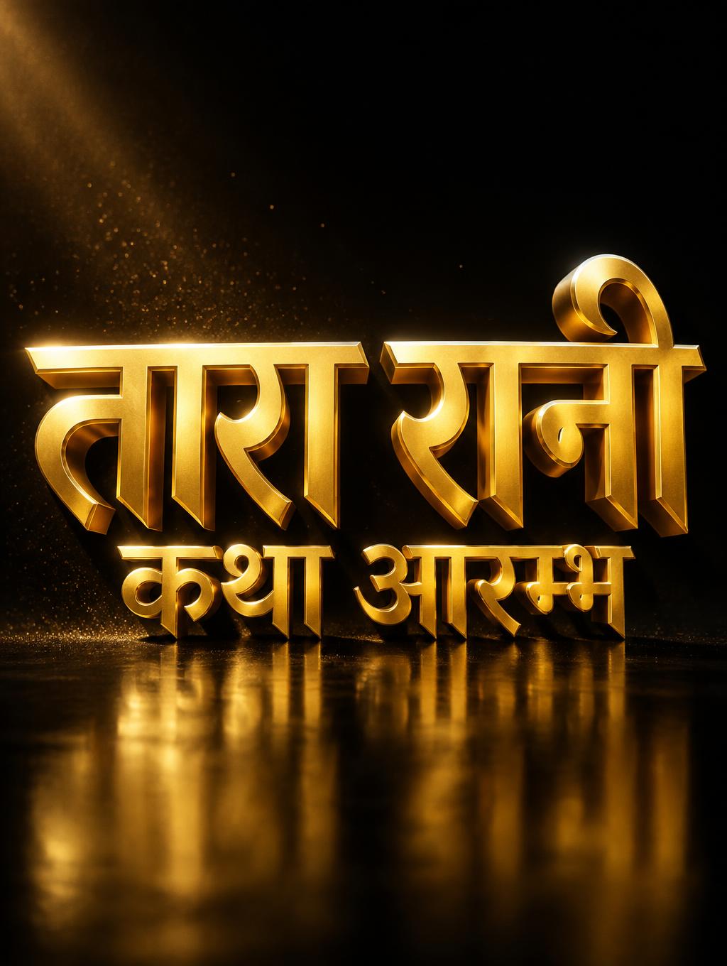 "तारा रानी कथा आरम्भ" — 3d Bold Gold | AI Text Effect Generator