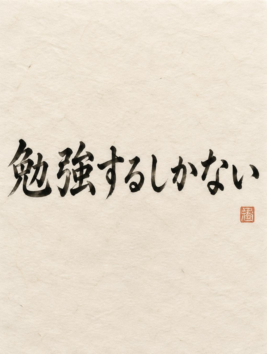 "勉強するしかない" — Brush Japanese Ink | AI Text Effect Generator