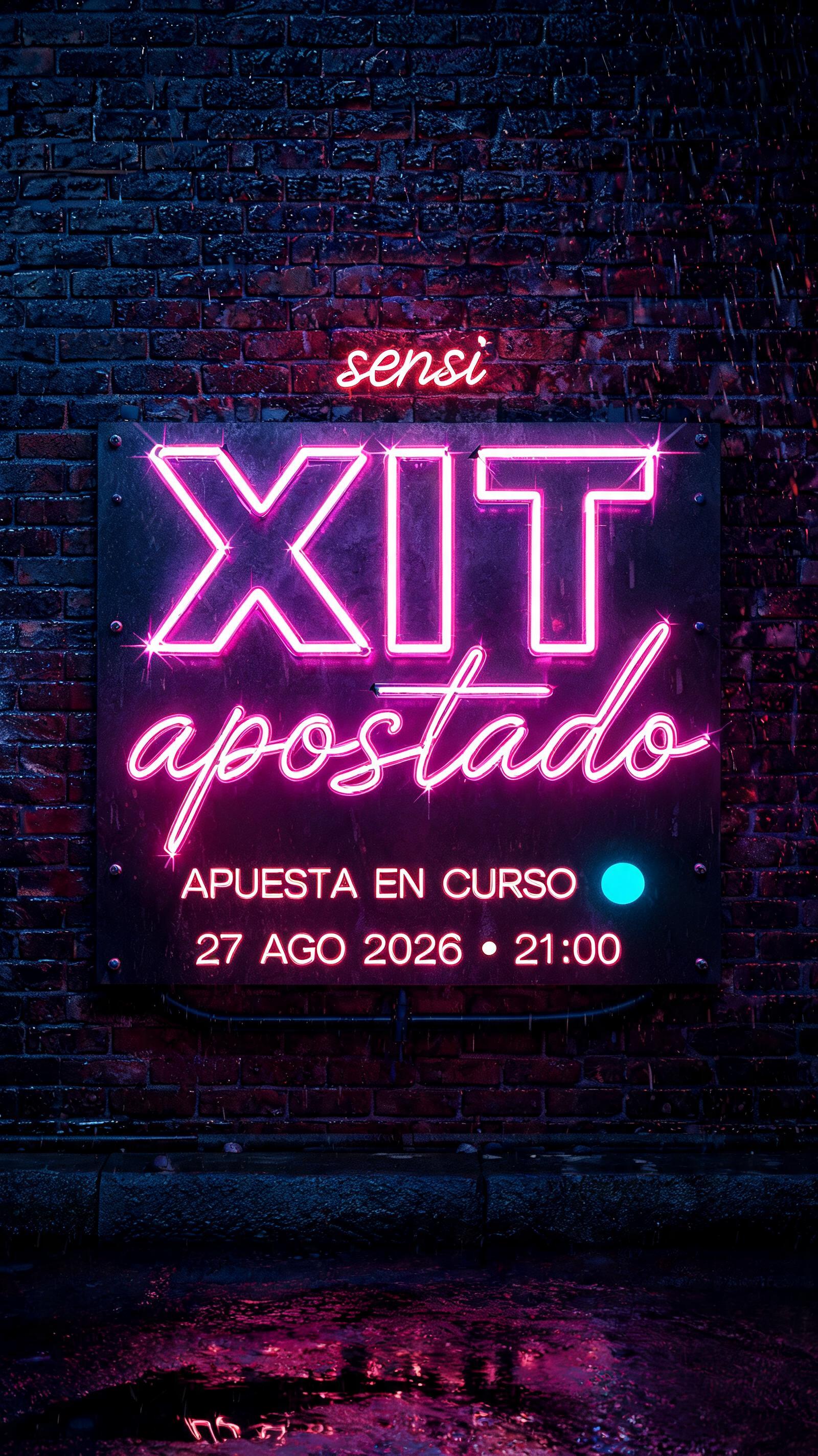 "𝒔𝒆𝒏𝒔𝒊
XIT
apostado
APUESTA EN CURSO
27 AGO 2026 • 21:00" — Neon Sign | AI Text Effect Generator