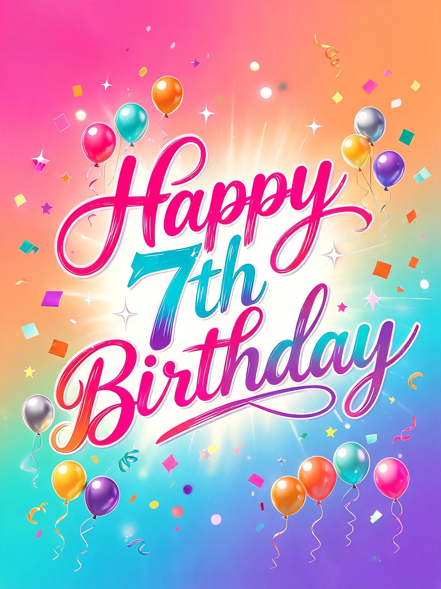 "Happy 7th Birthday" — Birthday | AI Text Effect Generator
