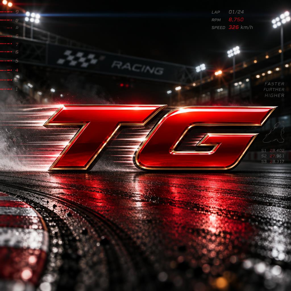 "TG" — Racing | AI Text Effect Generator