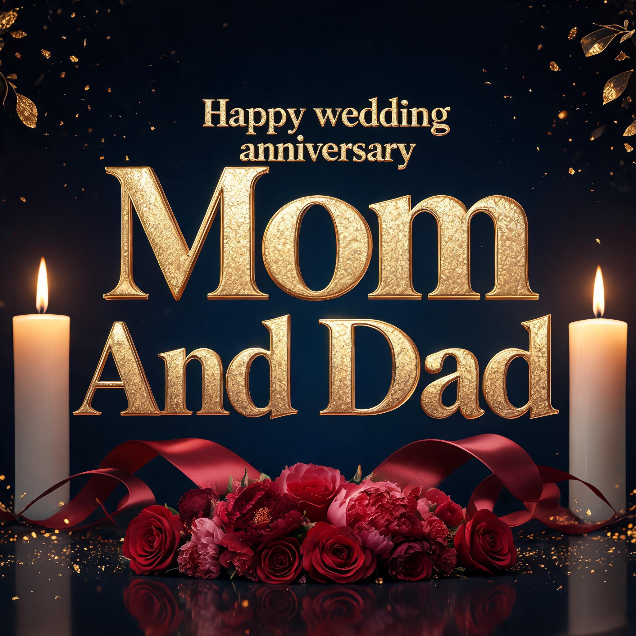 "Happy wedding anniversary Mom And Dad" — Anniversary | AI Text Effect Generator