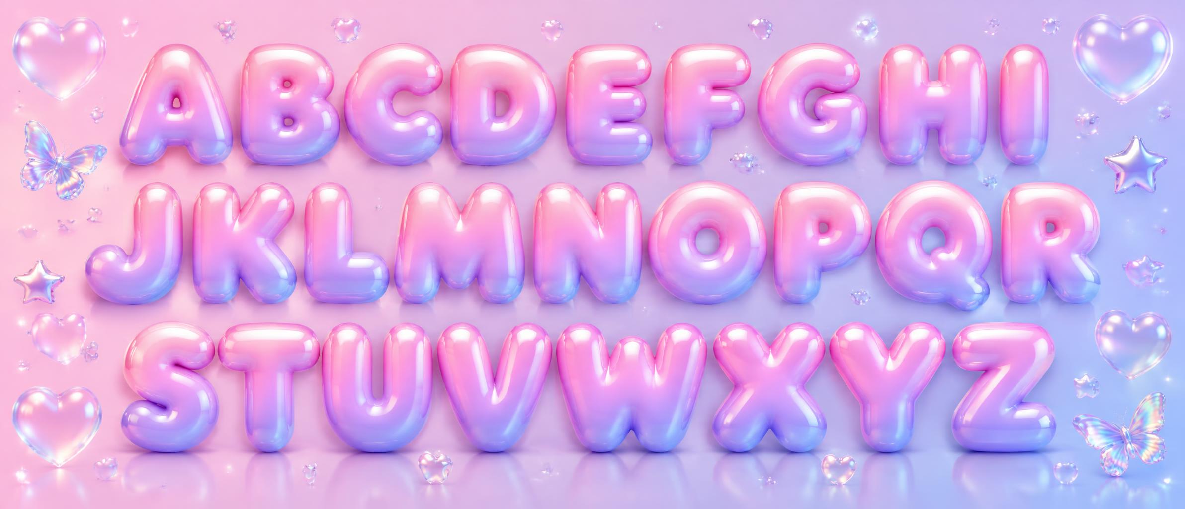 "ABCDEFGHIJKLMNOPQRSTUVWXYZ" — Y2k Bubbly | AI Text Effect Generator