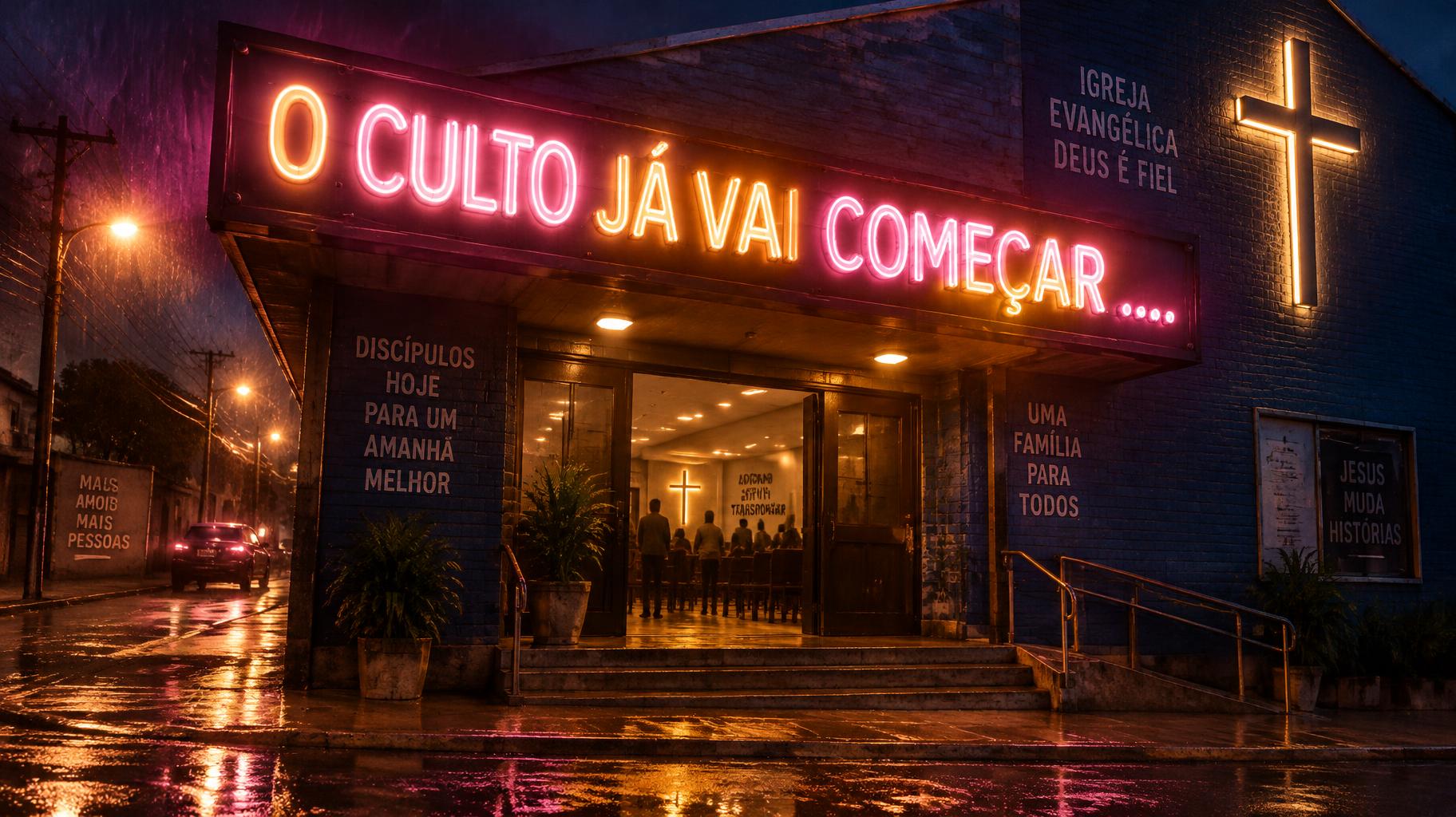 "O CULTO JÁ VAI COMEÇAR ...." — Neon Sign | AI Text Effect Generator