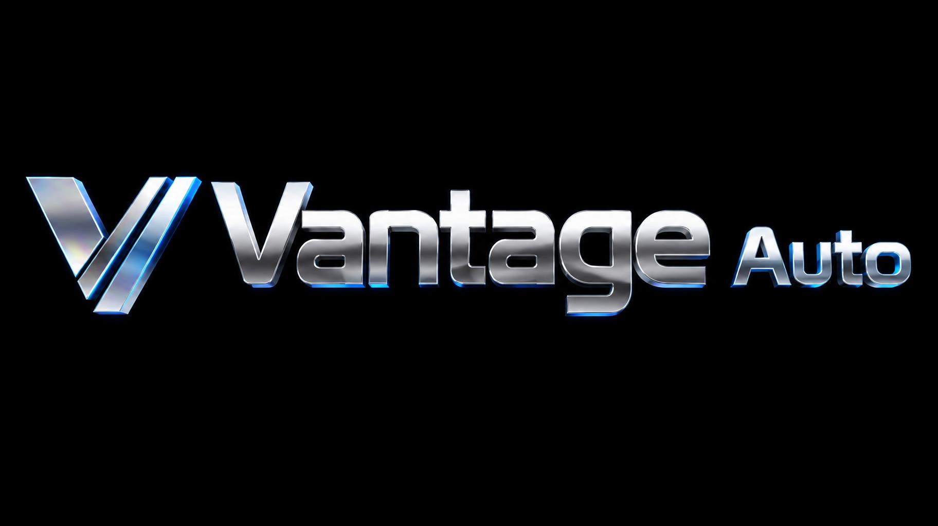 "Vantage Auto" — Chrome Metal 3d | AI Text Effect Generator