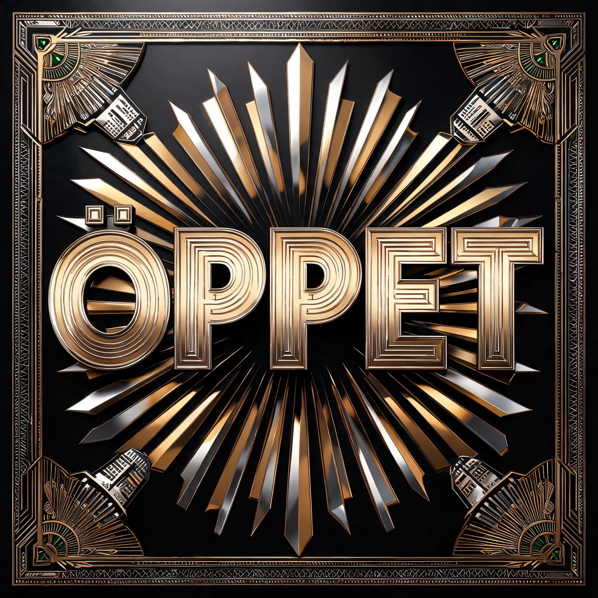"ÖPPET" — Art Deco text effect
