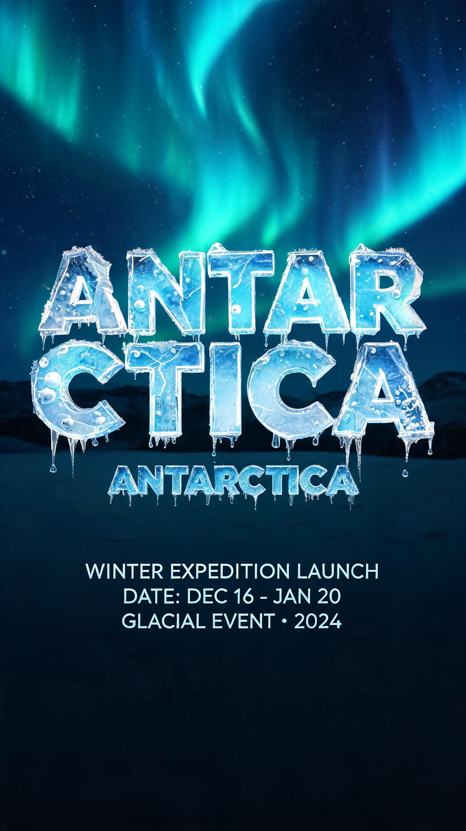 "Antarctica" — Glass Frozen | AI Text Effect Generator