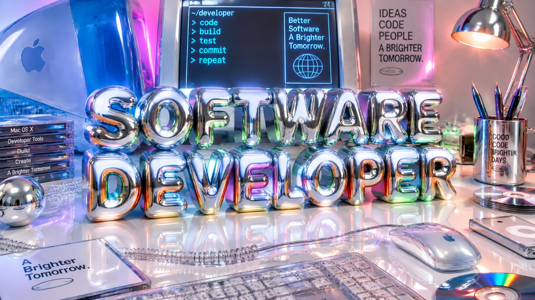 "SOFTWARE DEVELOPER" — Y2k Chrome | AI Text Effect Generator