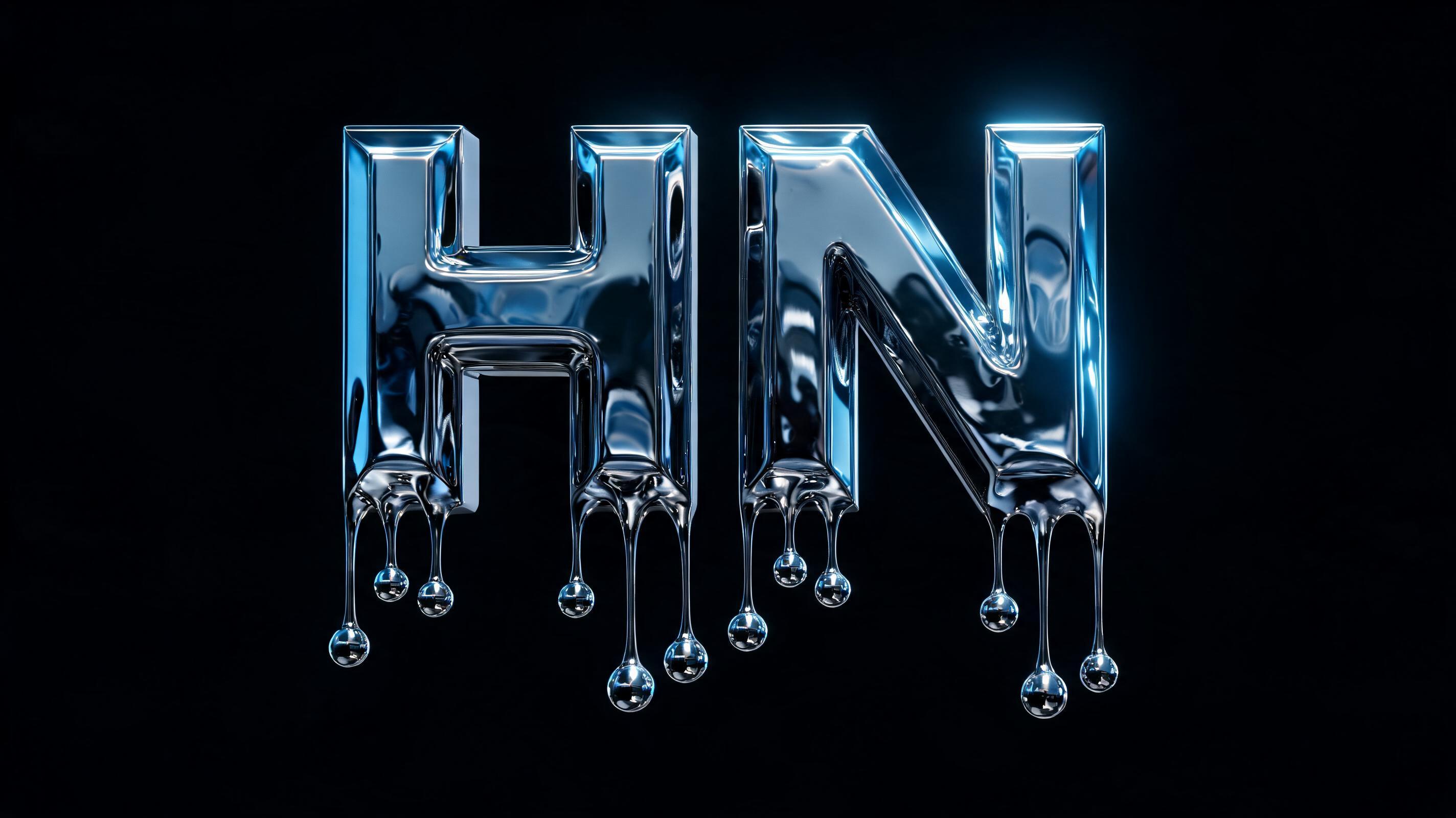 "HN" — Chrome Metal 3d | AI Text Effect Generator