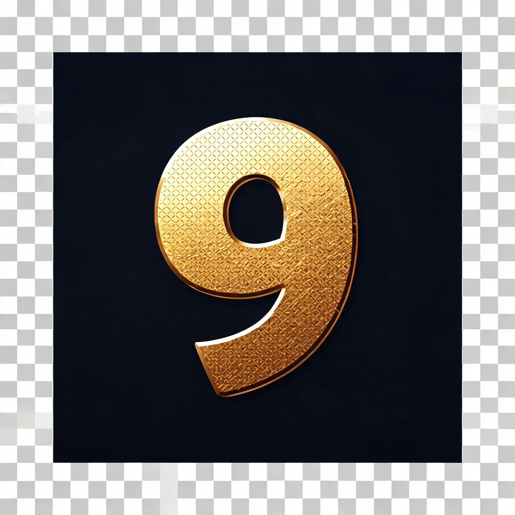 "9" — 3d Bold Gold | AI Text Effect Generator