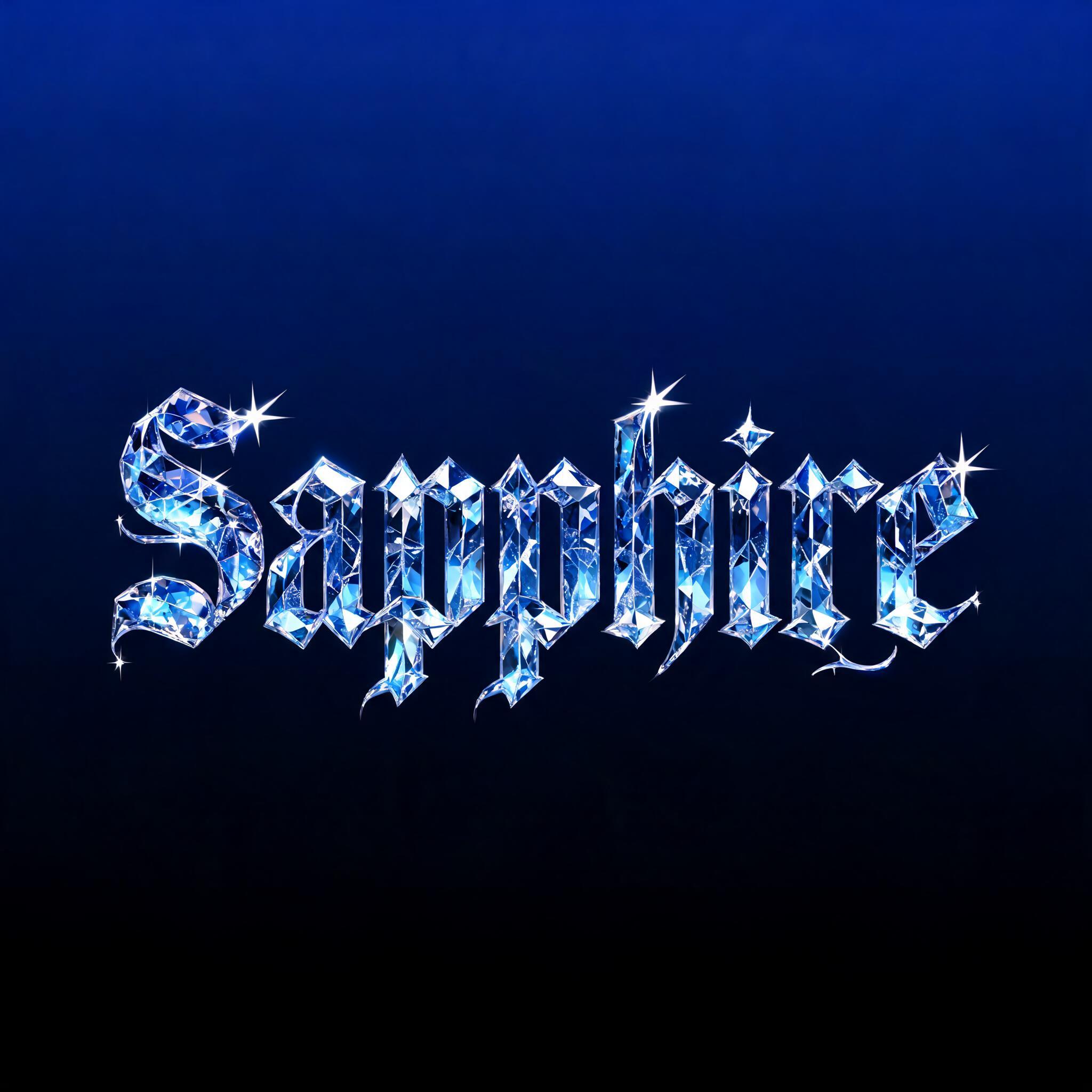 "𝕾𝖆𝖕𝖕𝖍𝖎𝖗𝖊" — Glass Crystal | AI Text Effect Generator