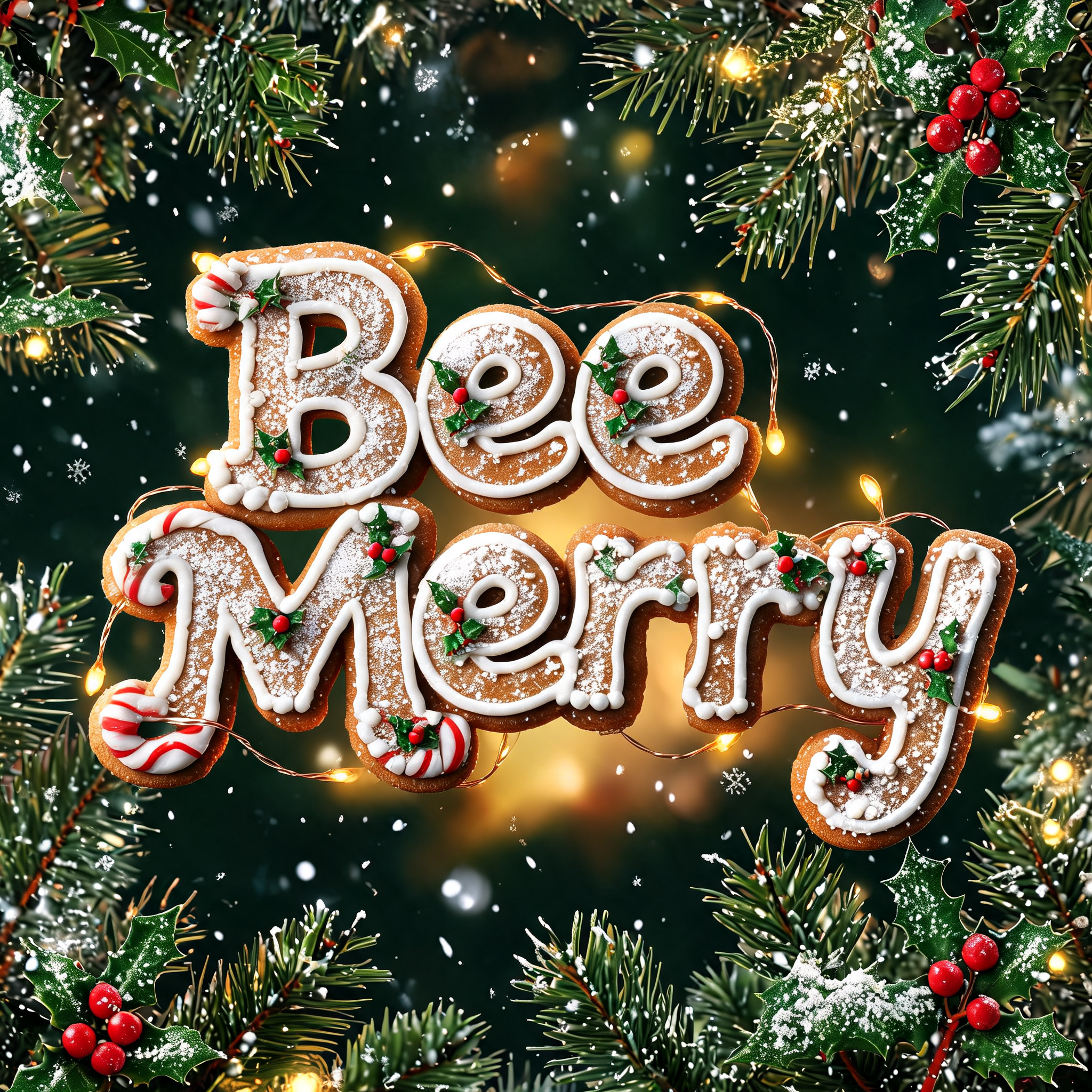 "Bee  Merry" — Christmas text effect