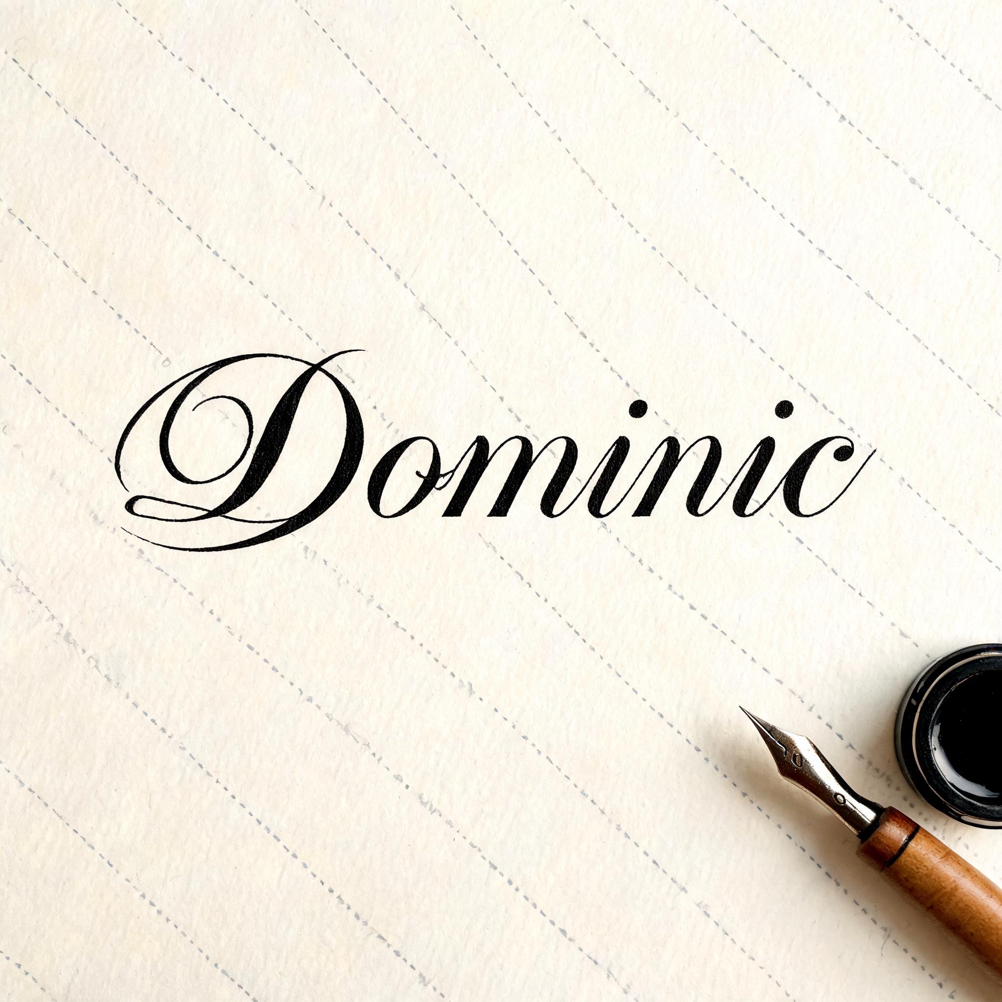 "Dominic" — Cursive Calligraphy | AI Text Effect Generator