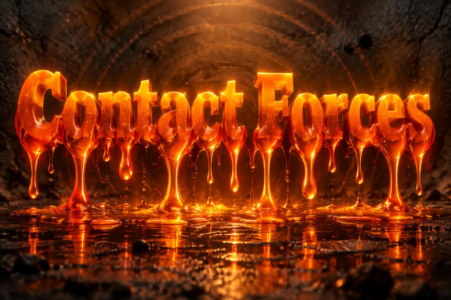 "Contact Forces" — Drip Font Melting | AI Text Effect Generator