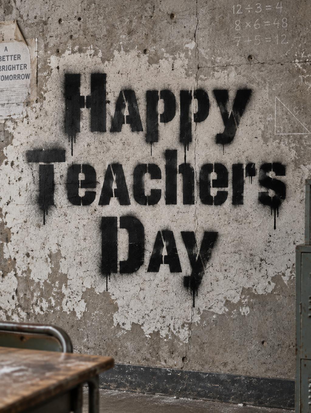 "Happy Teachers Day" — Stencil text effect