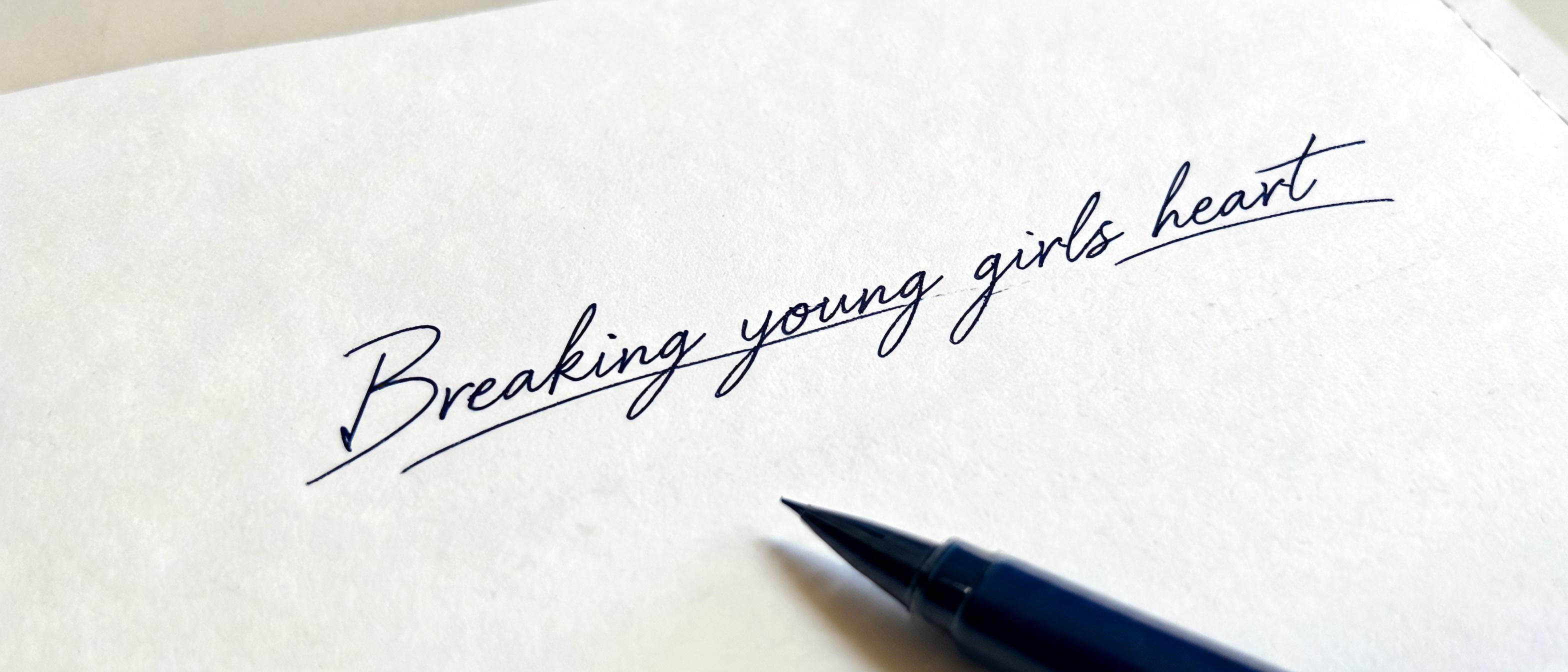 "Breaking young girls heart" — Cursive Signature | AI Text Effect Generator