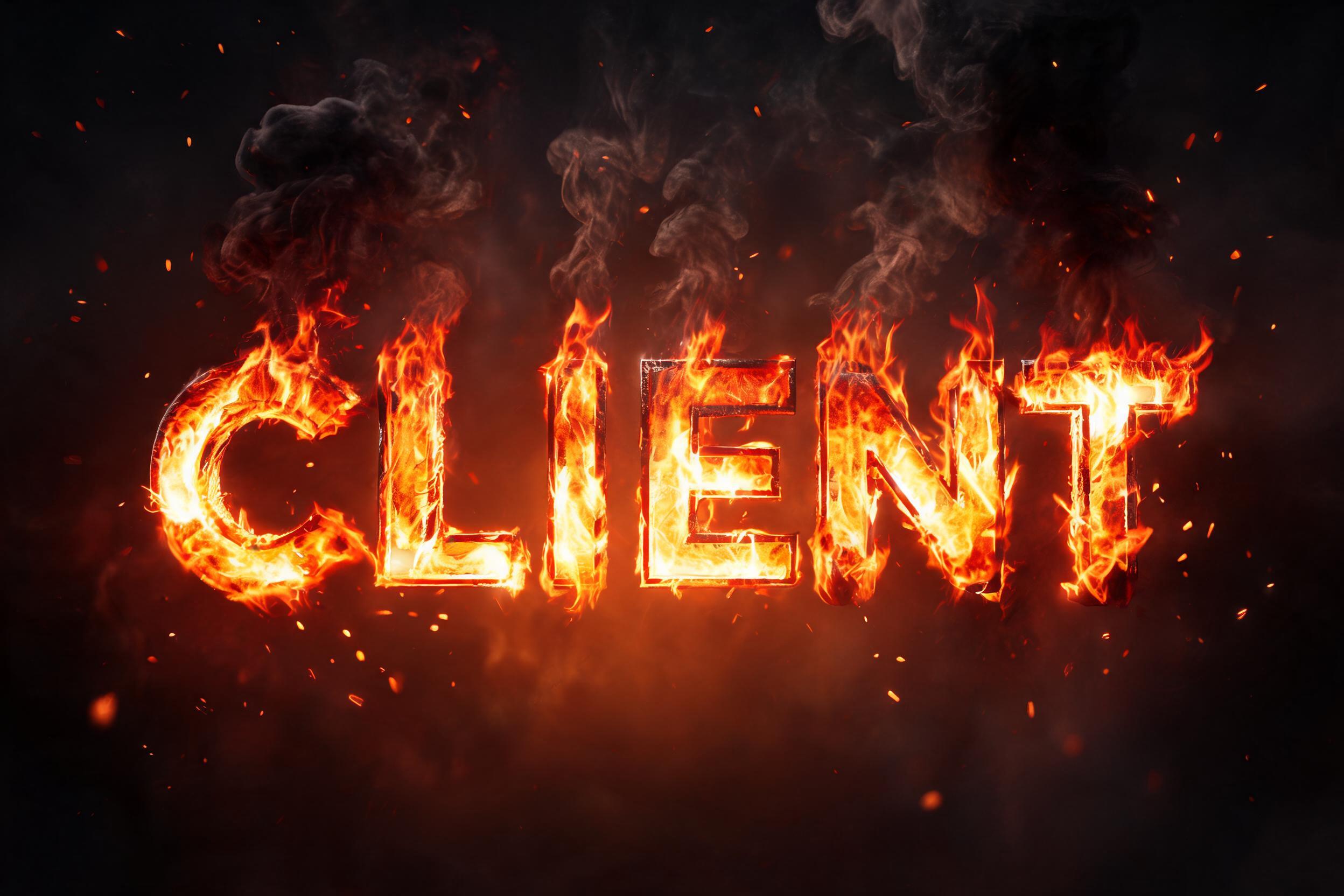 "CLIENT" — Fire Smoke text effect