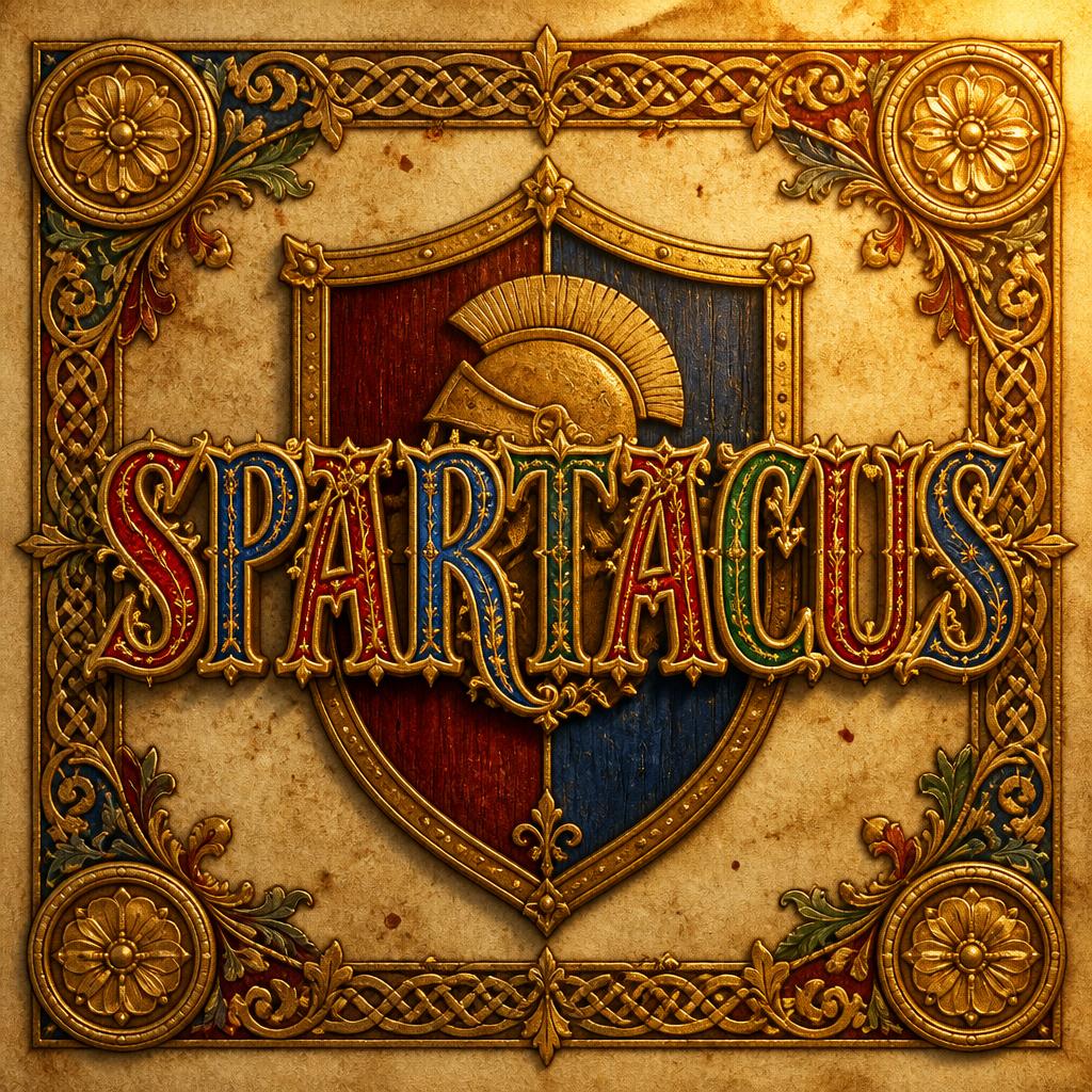 "SPARTACUS" — medieval text effect