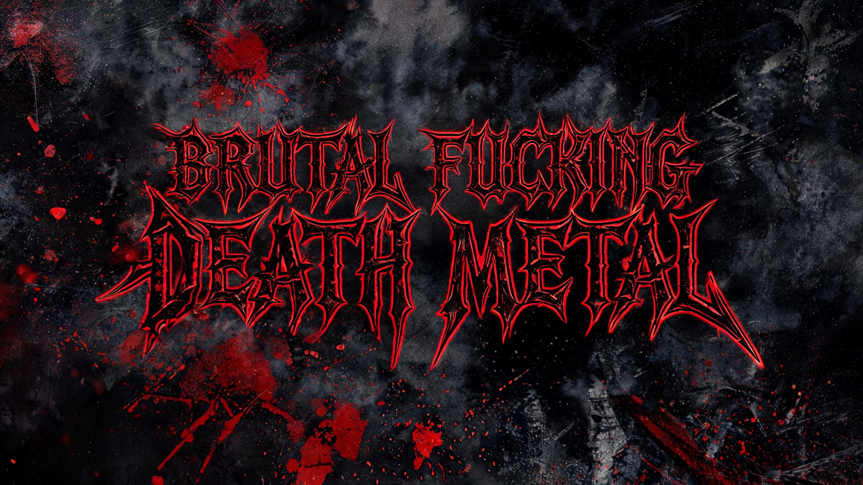 "Brutal Fucking Death Metal" — Gothic text effect