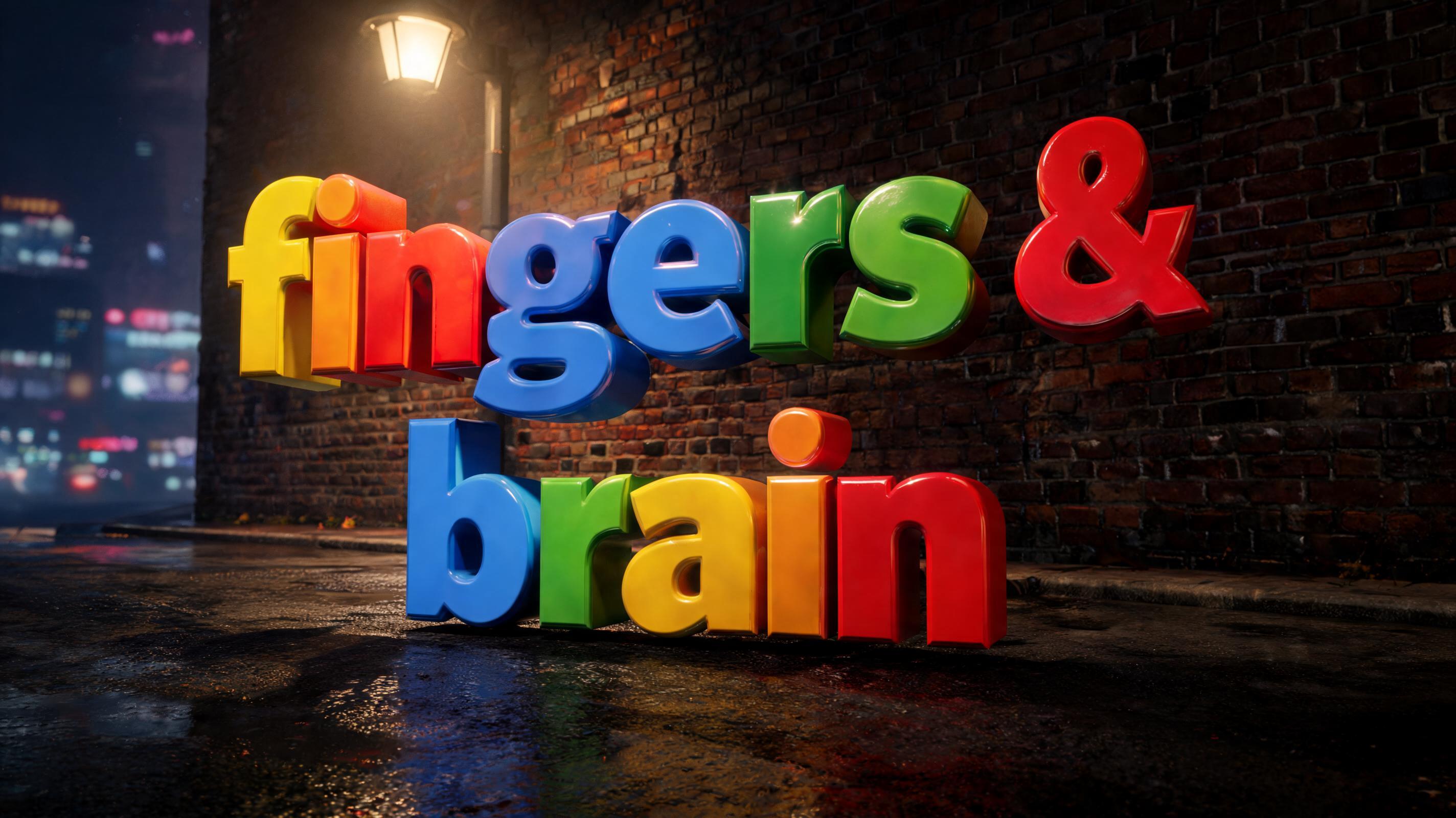 "fingers & brain" — 3d Bold | AI Text Effect Generator