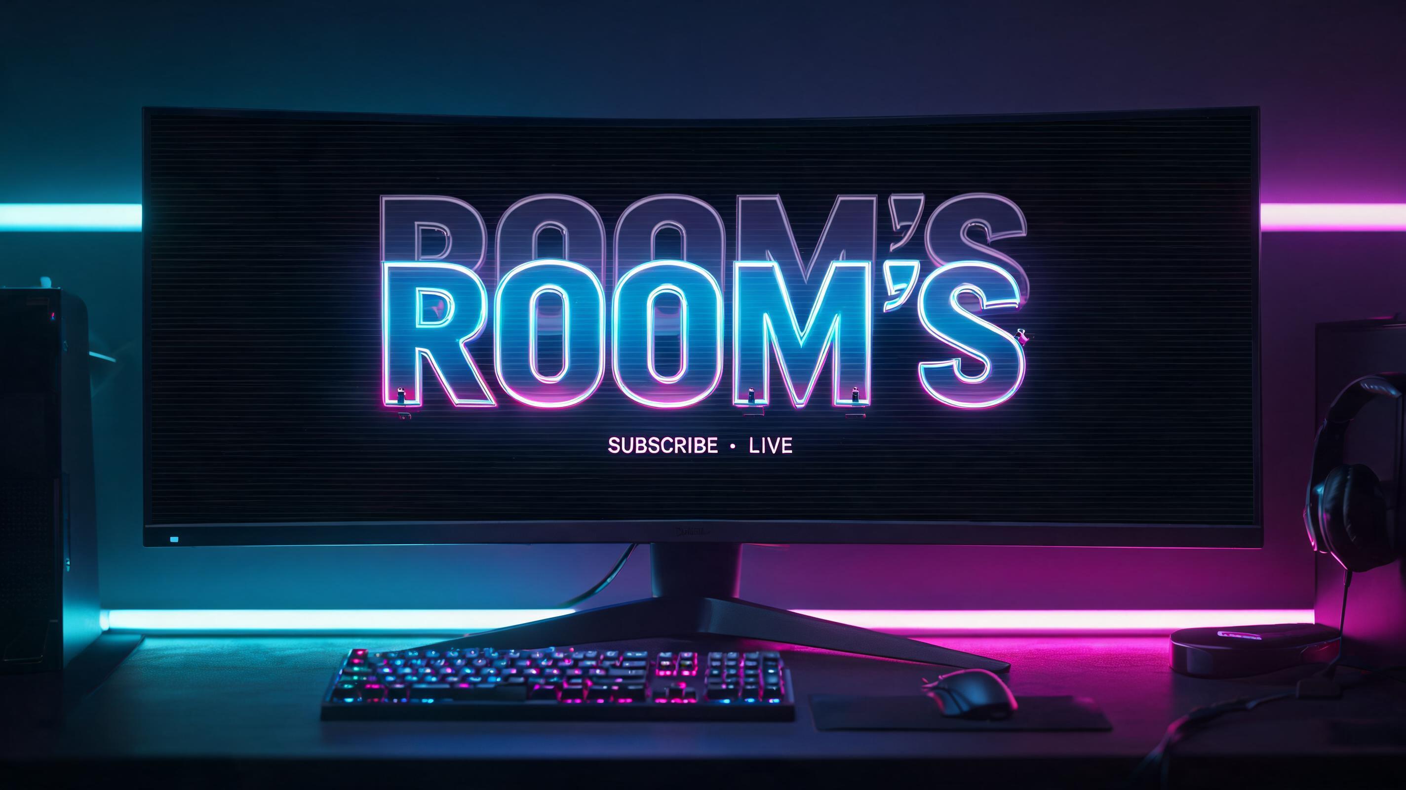 "ROOM'S" — Neon Glow | AI Text Effect Generator