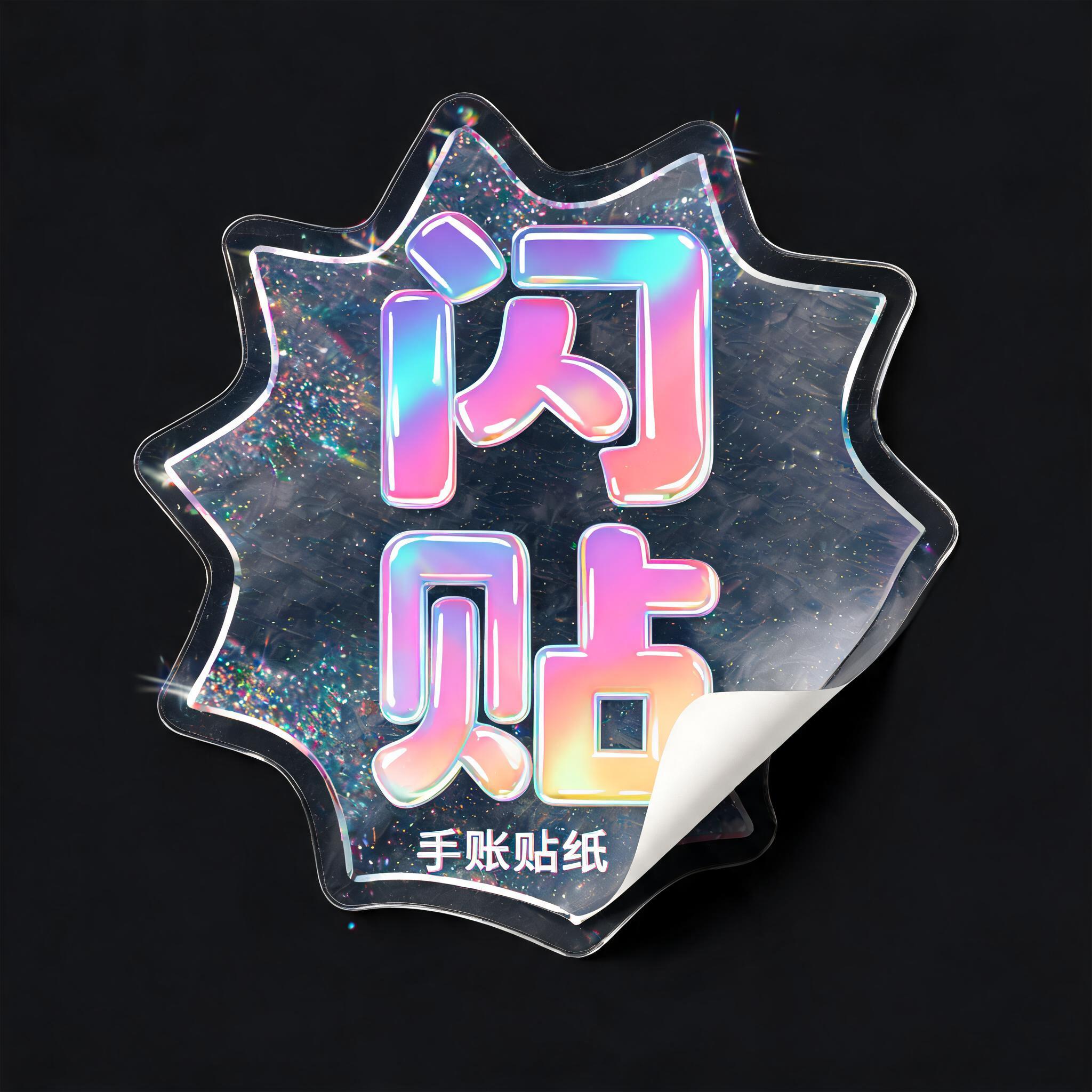 "闪贴
手账贴纸" — Holographic | AI Text Effect Generator
