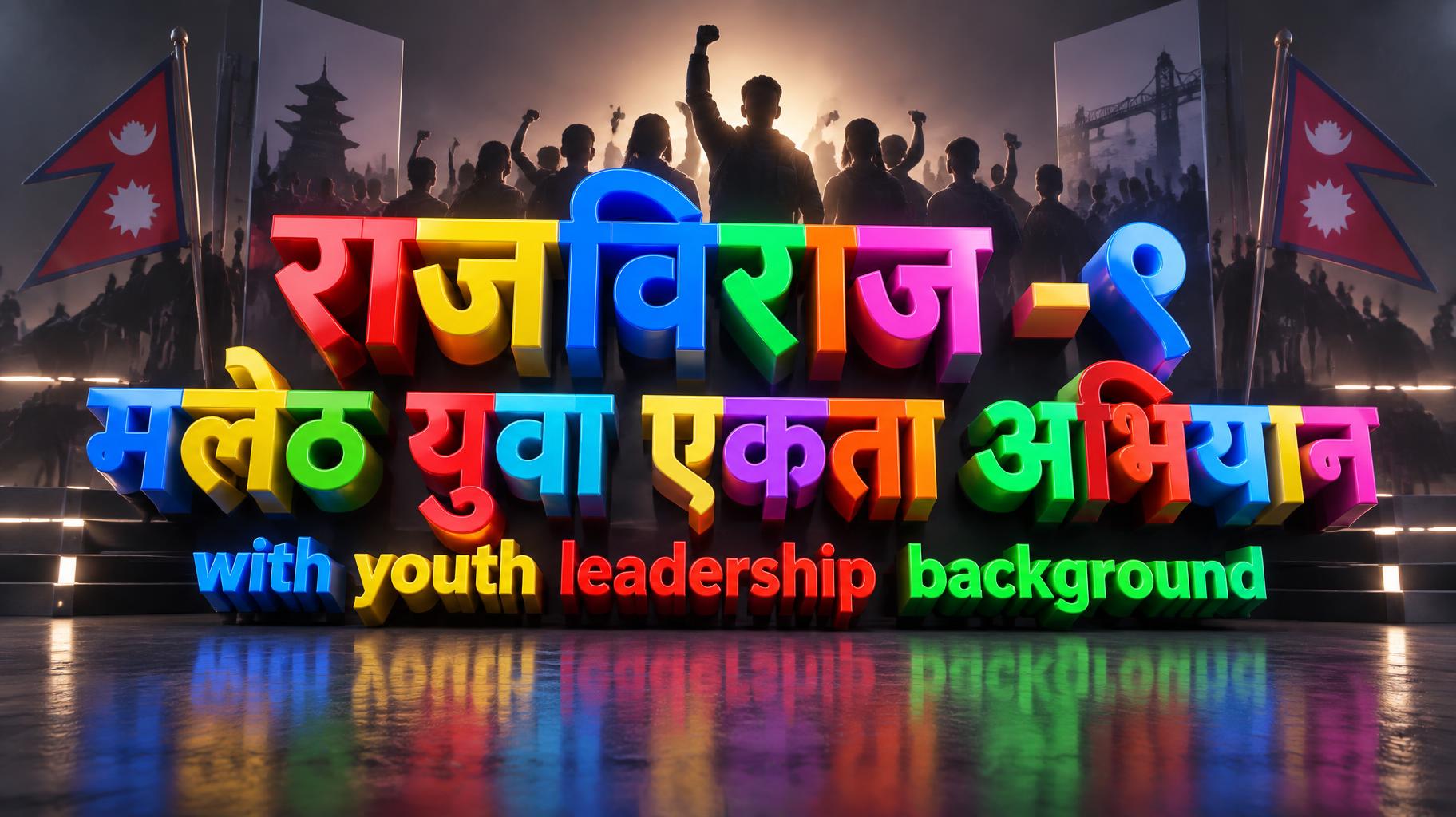 "राजविराज -९  मलेठ युवा एकता अभियान with youth leadership background" — 3d Bold | AI Text Effect Generator