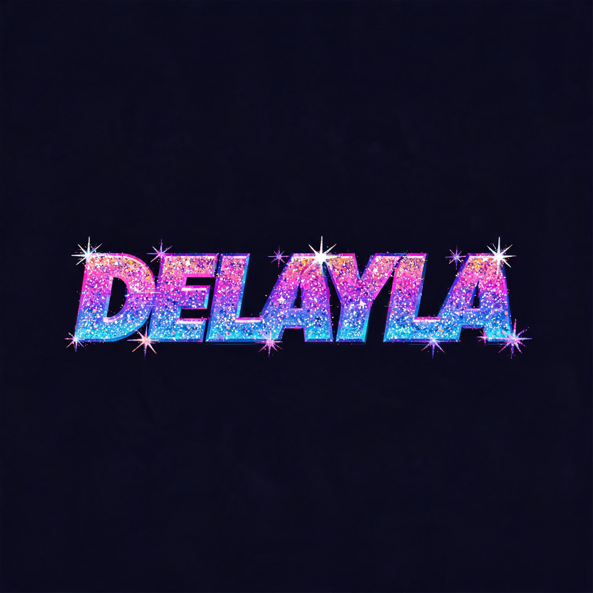 "DELAYLA" — Y2k Holographic text effect