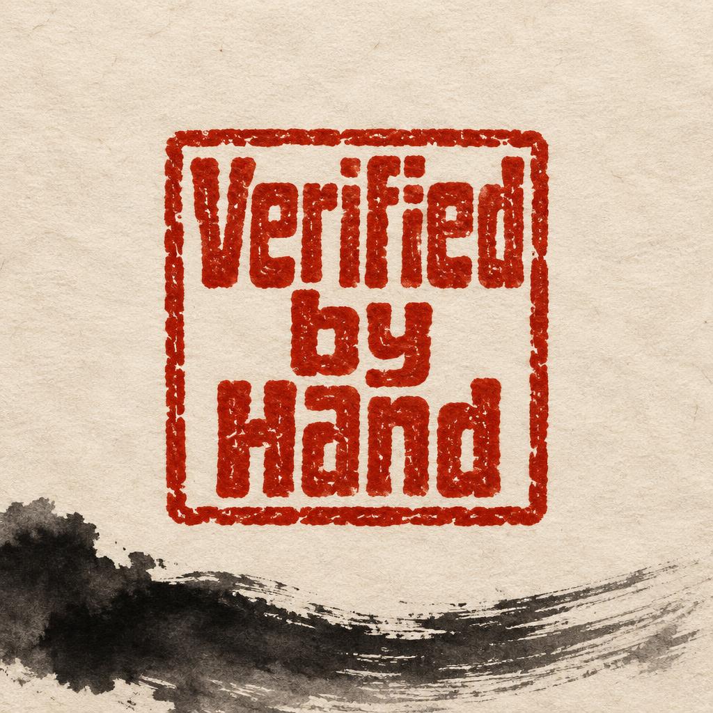 "Verified by Hand" — Brush Chinese Ink | AI Text Effect Generator
