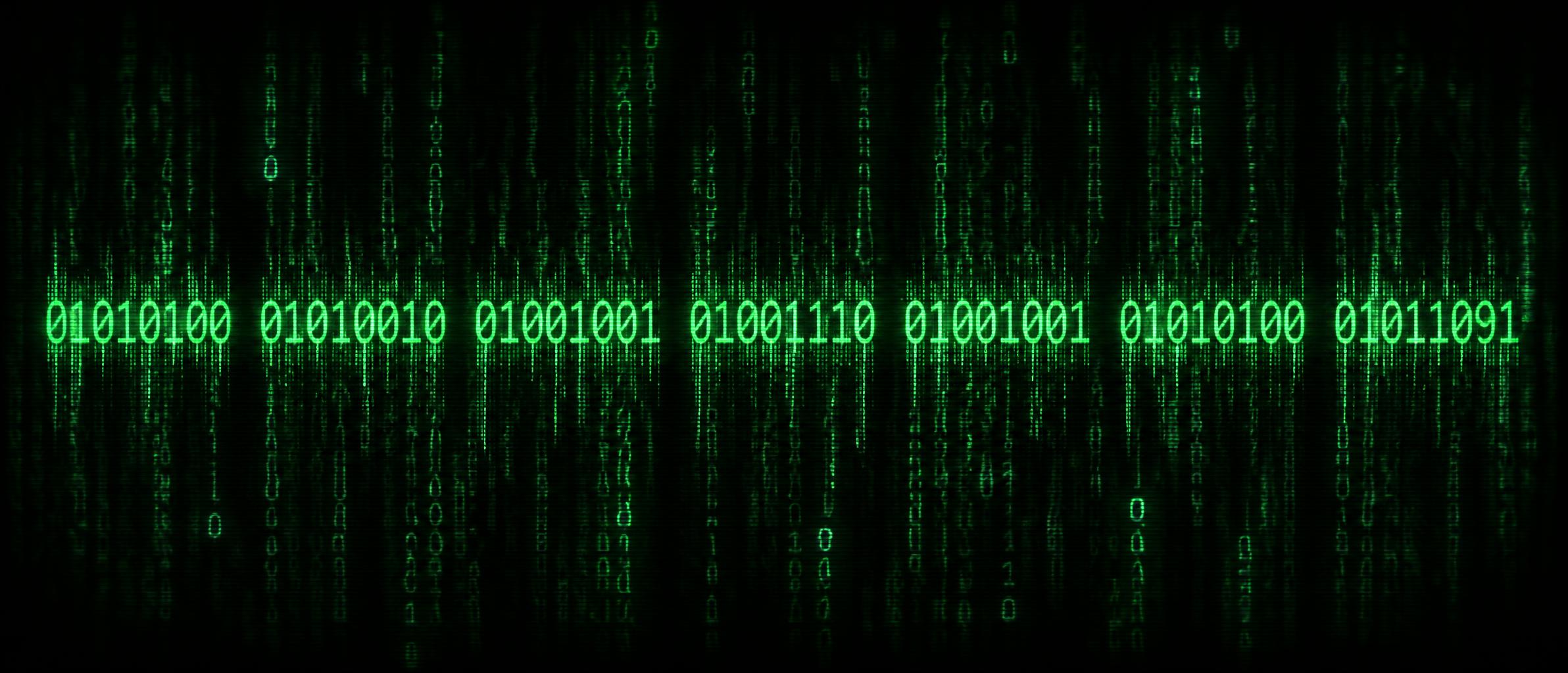 "01010100 01010010 01001001 01001110 01001001 01010100 01011001" — Cyberpunk Data Stream | AI Text Effect Generator